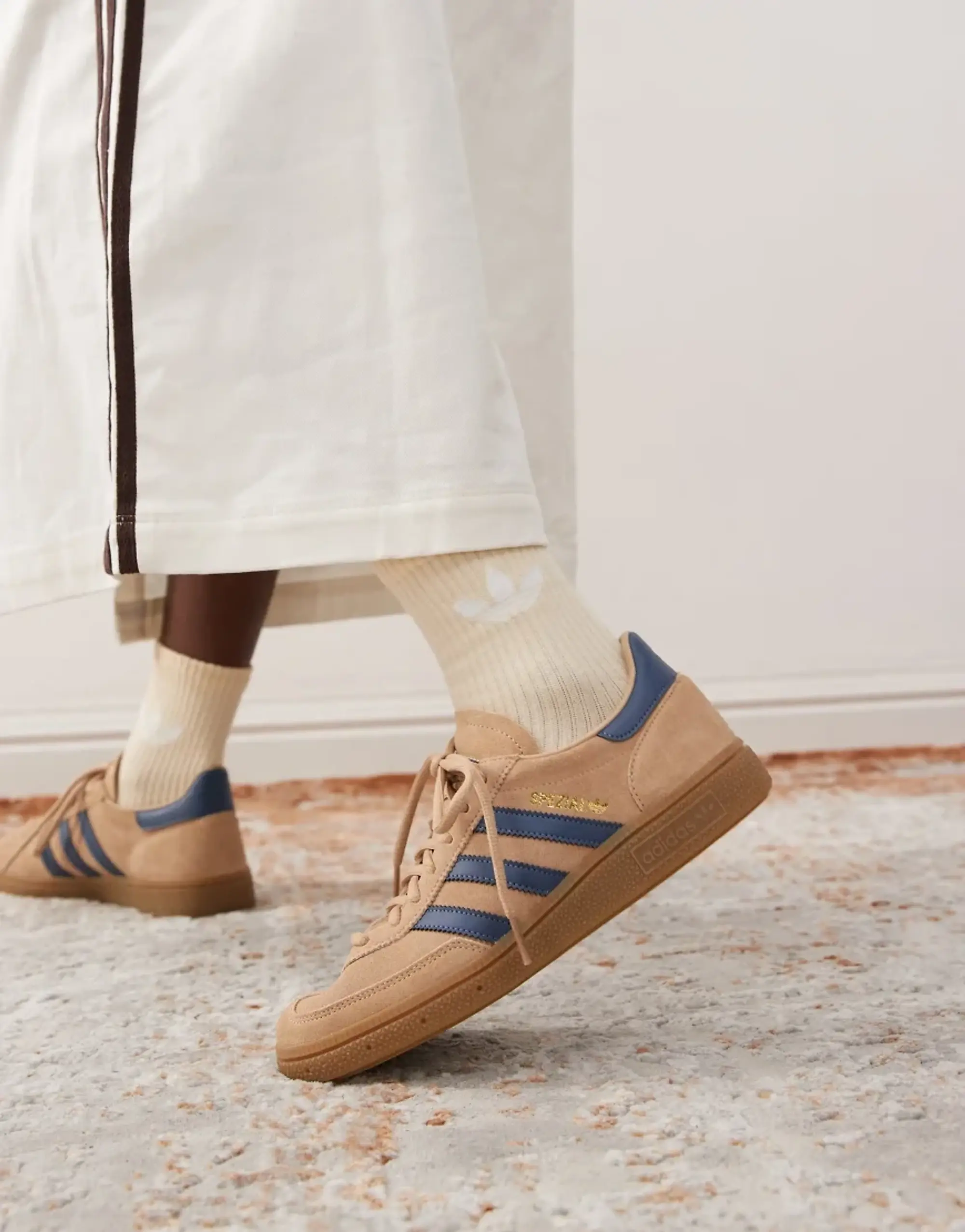 Adidas Originals Handball Spezial Trainers In Light Brown And Navy