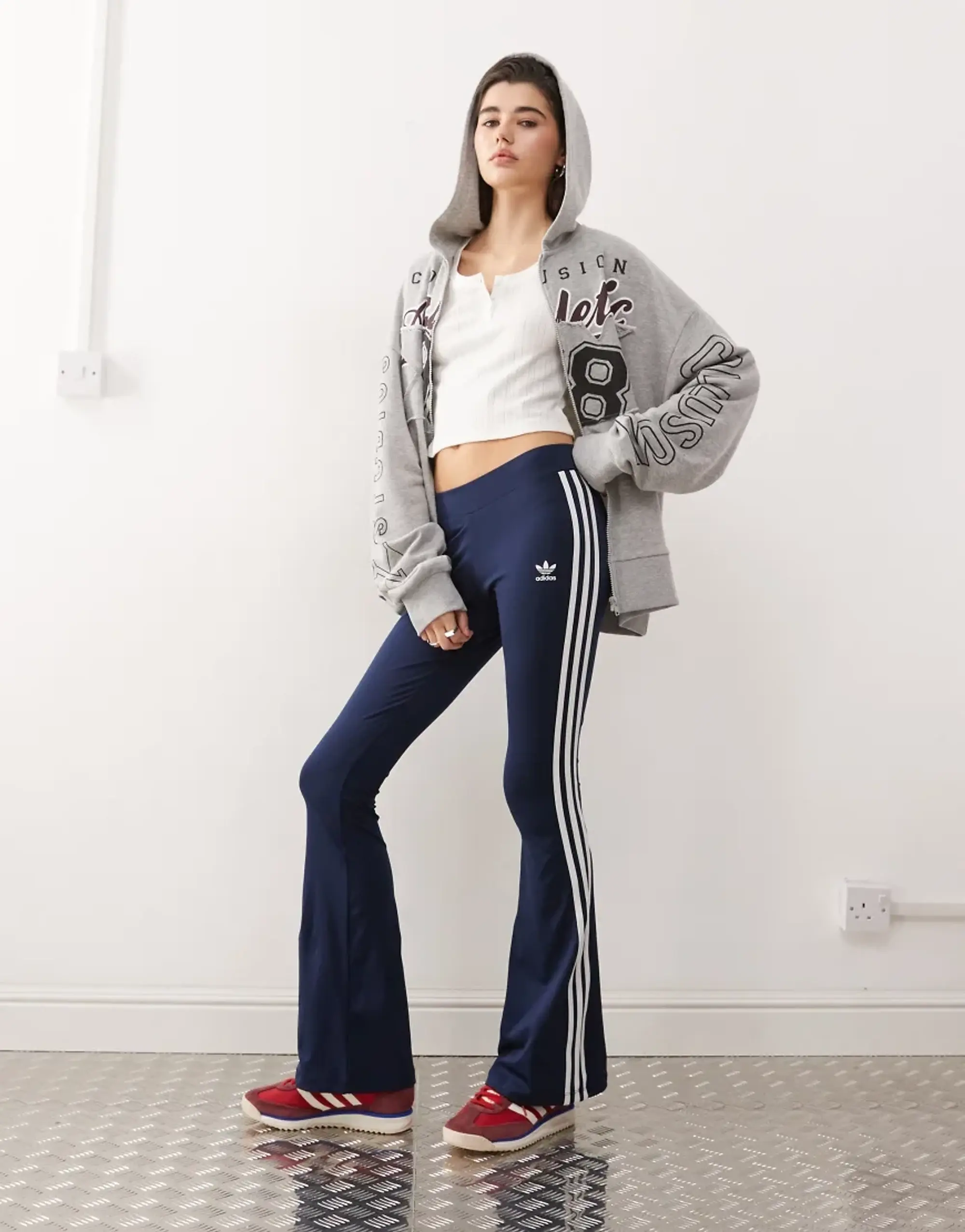 Adidas Originals Adicolor Flared Leggings In Navy