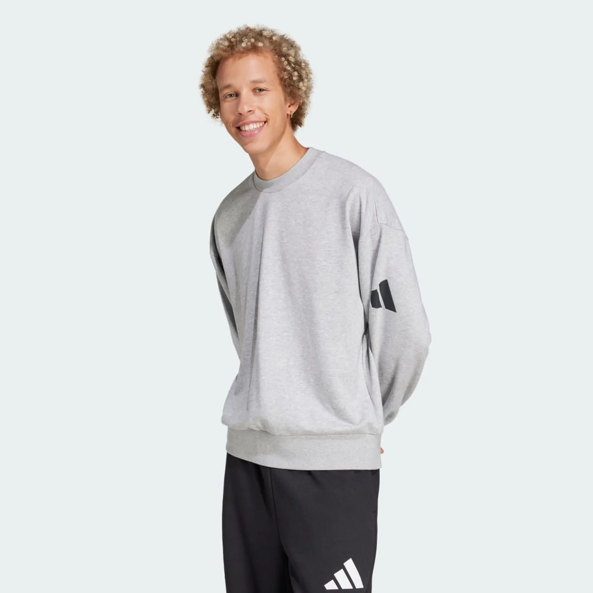 adidas Men Essentials Loose Fit 3 Bar Logo Sweatshirt