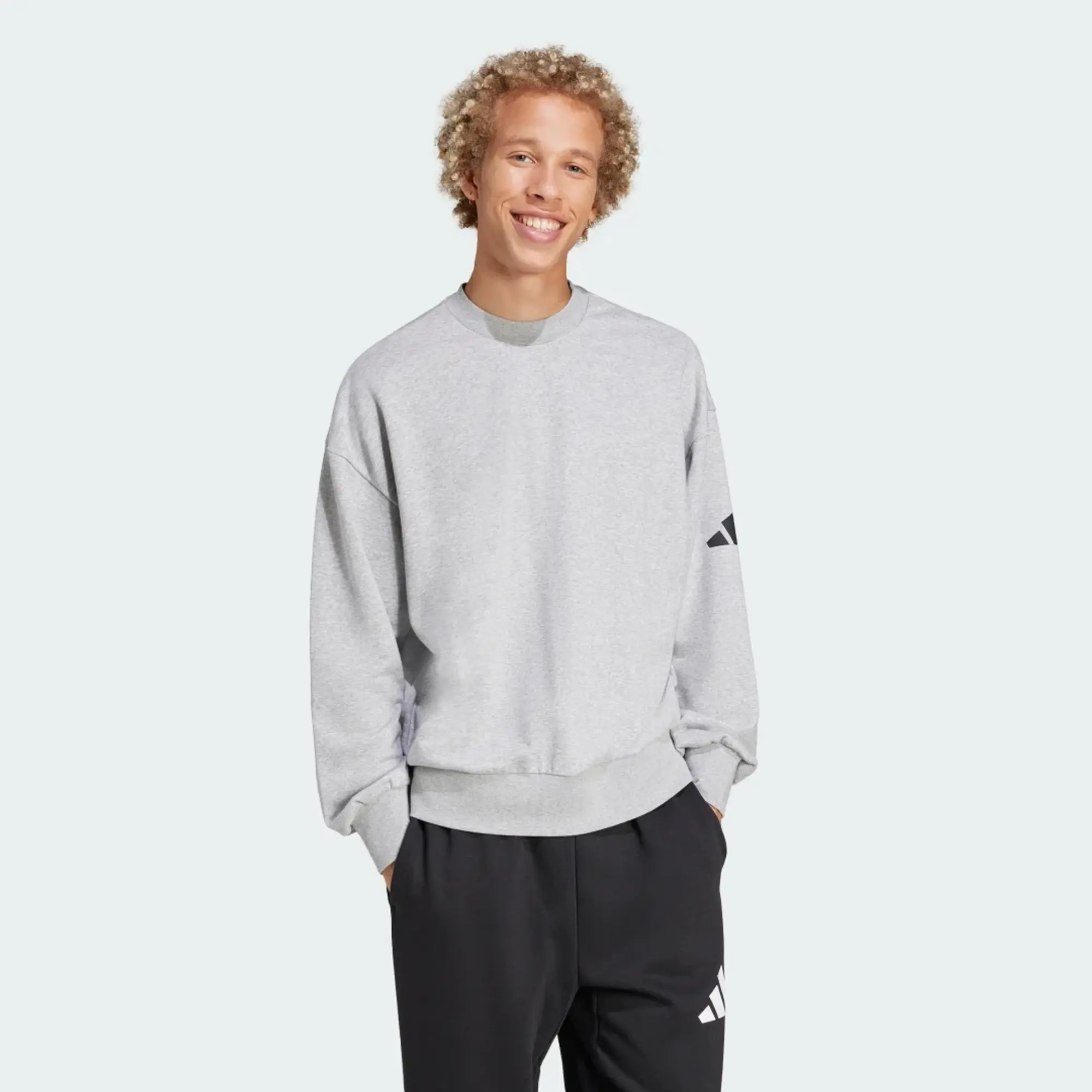 adidas Men Essentials Loose Fit 3 Bar Logo Sweatshirt