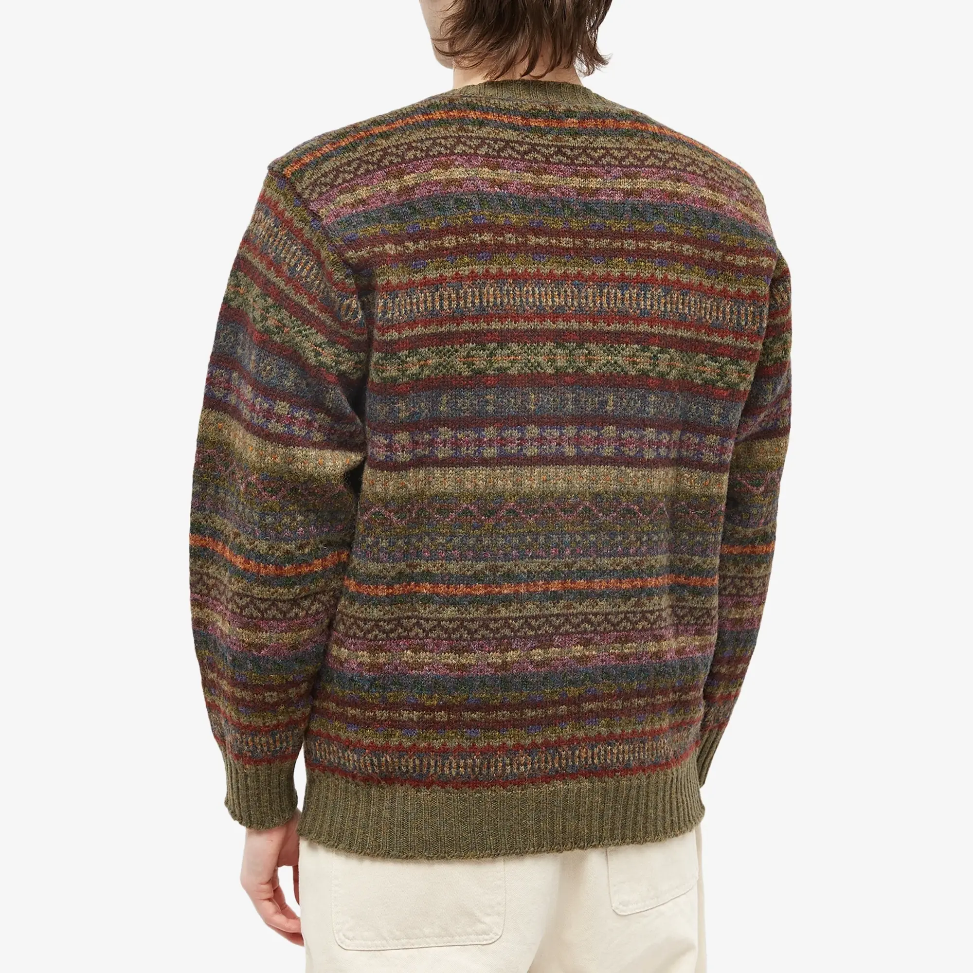 Jamieson's of Shetland Men's Fair Isle Crew Knit Seaweed