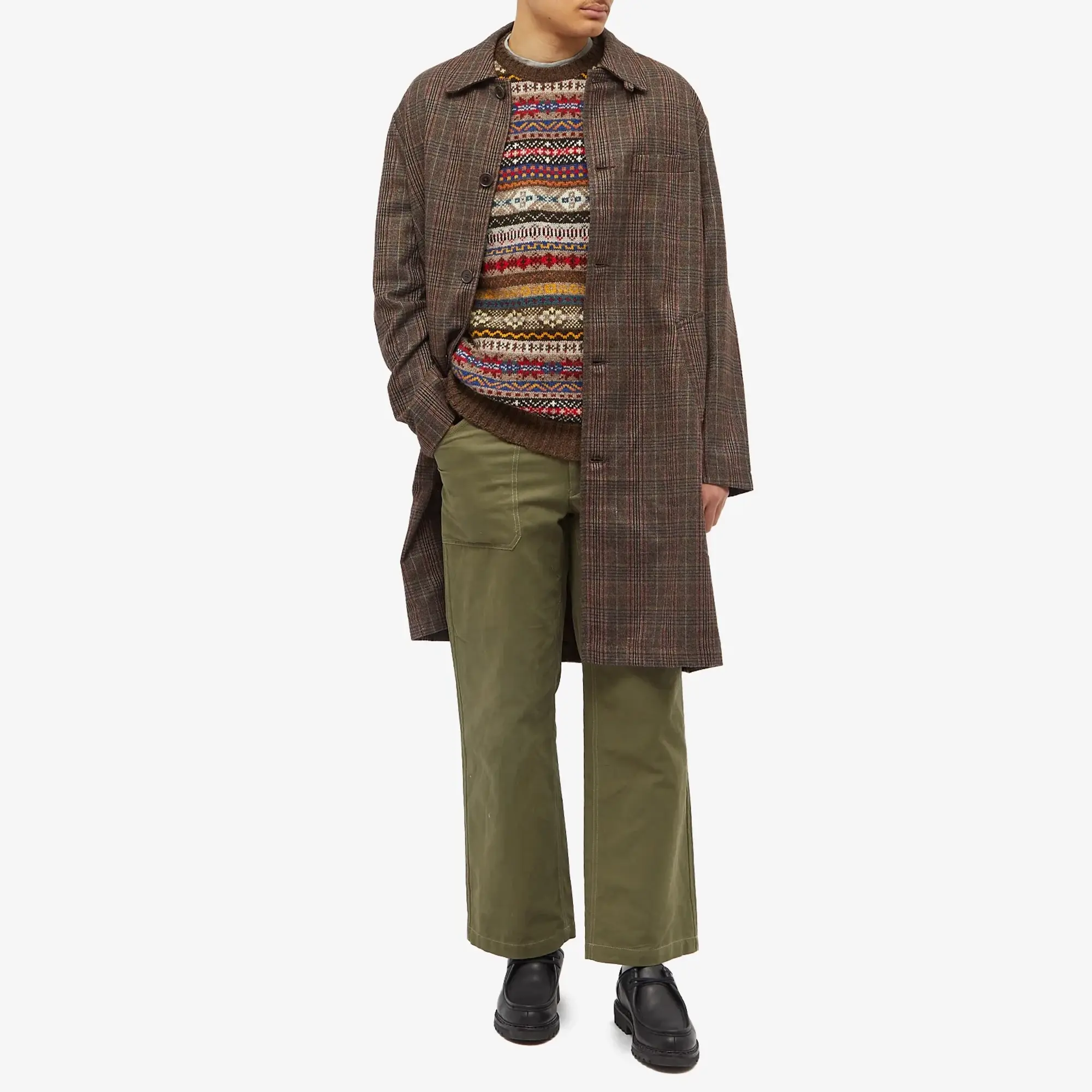 Jamieson's of Shetland Men's Fair Isle Crew Brown