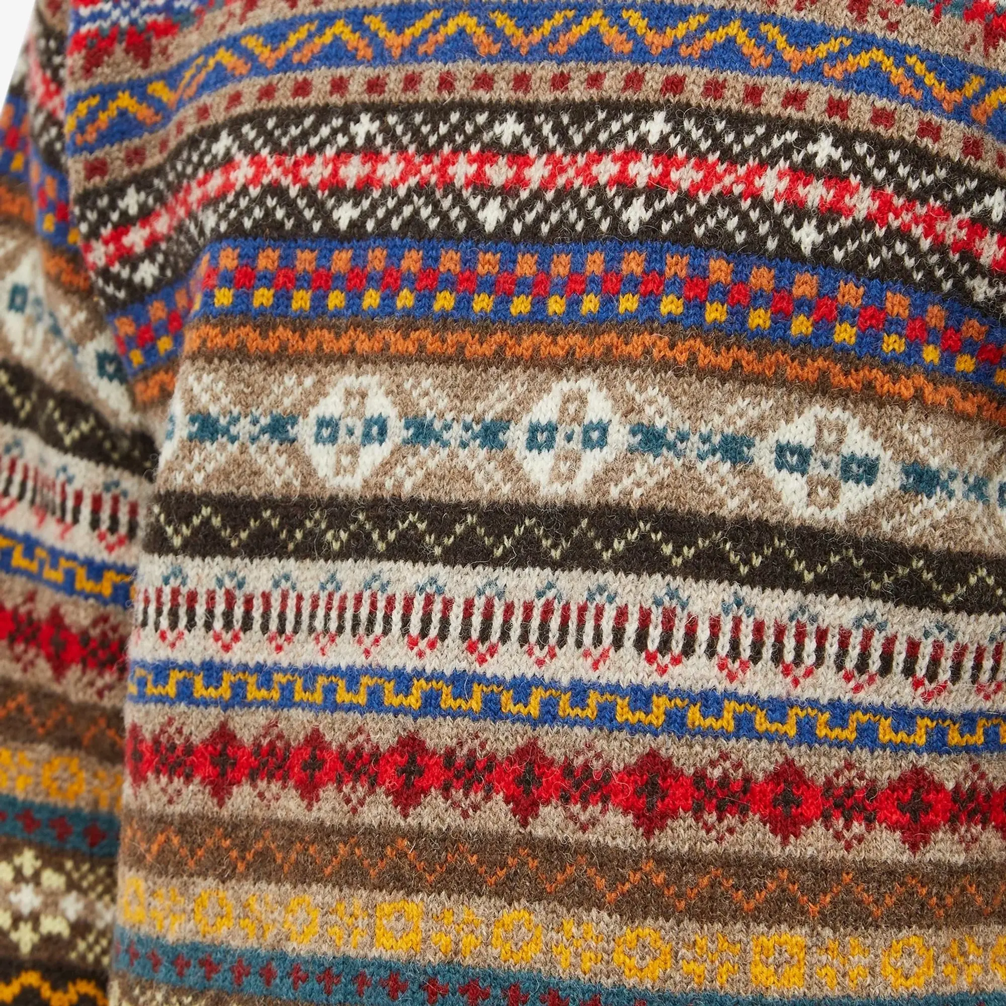 Jamieson's of Shetland Men's Fair Isle Crew Brown