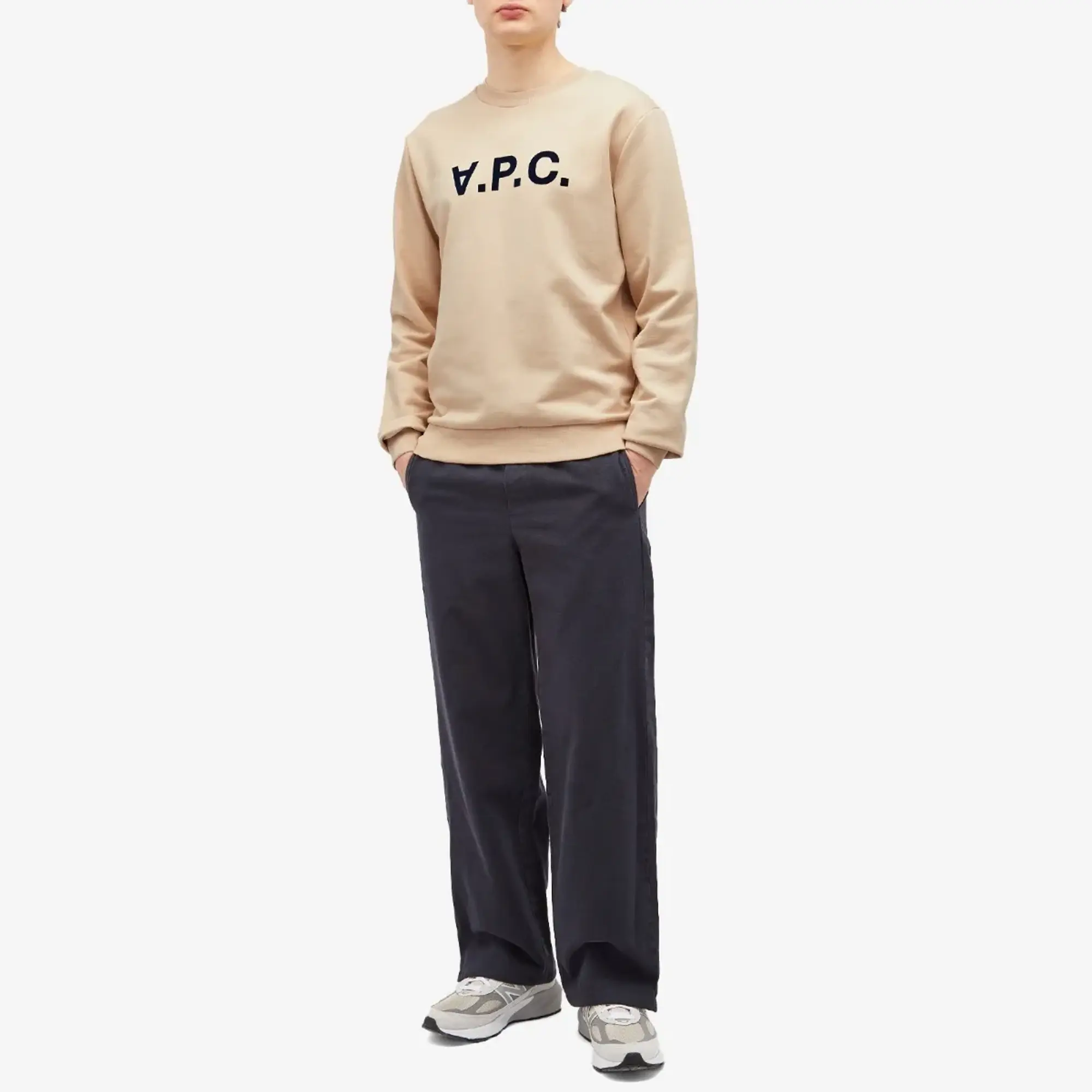 A.P.C. Men's VPC Logo Crew Sweatshirt Dark Navy/Ecru