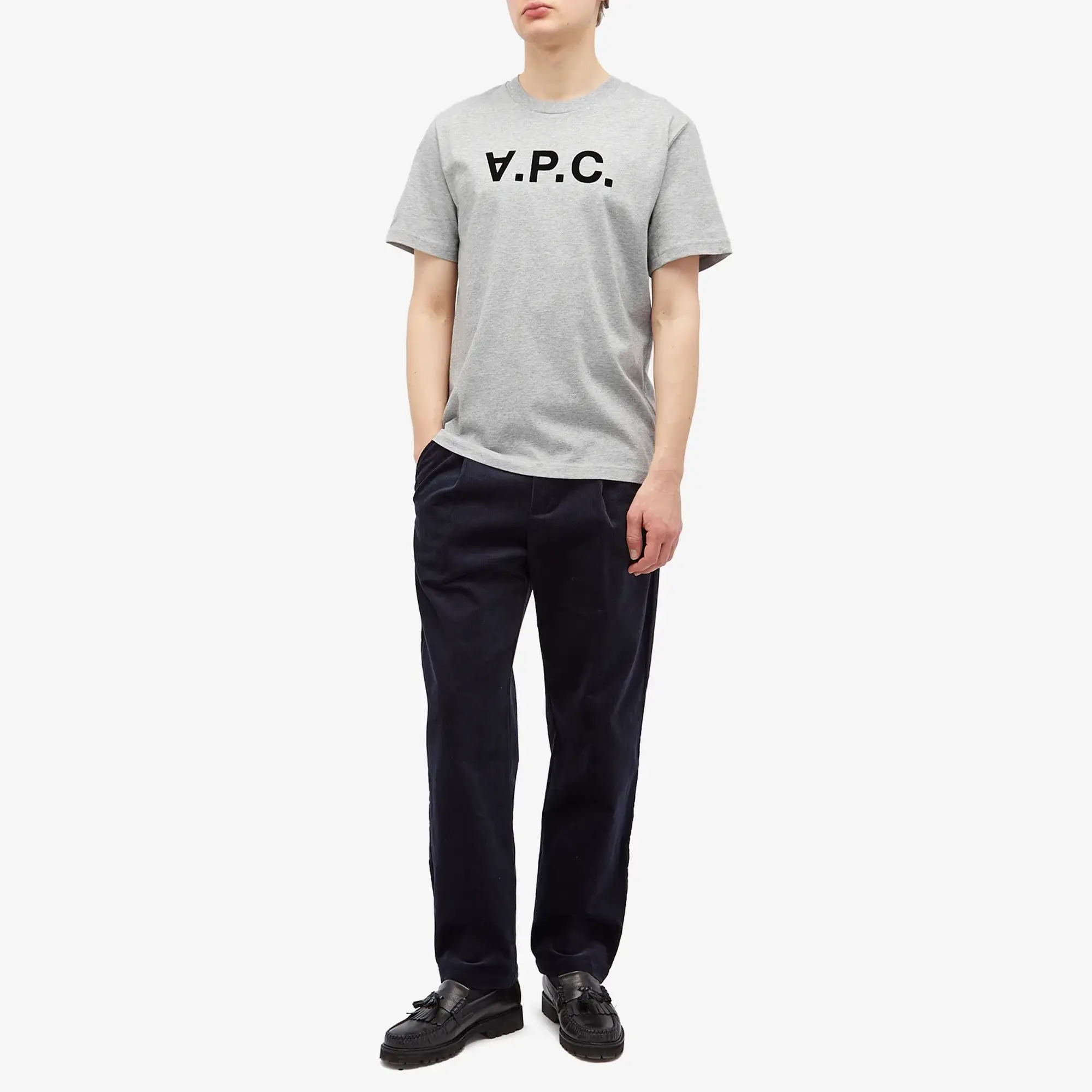 A.P.C. Men's VPC Logo T-Shirt Heathered Grey/Dark Navy