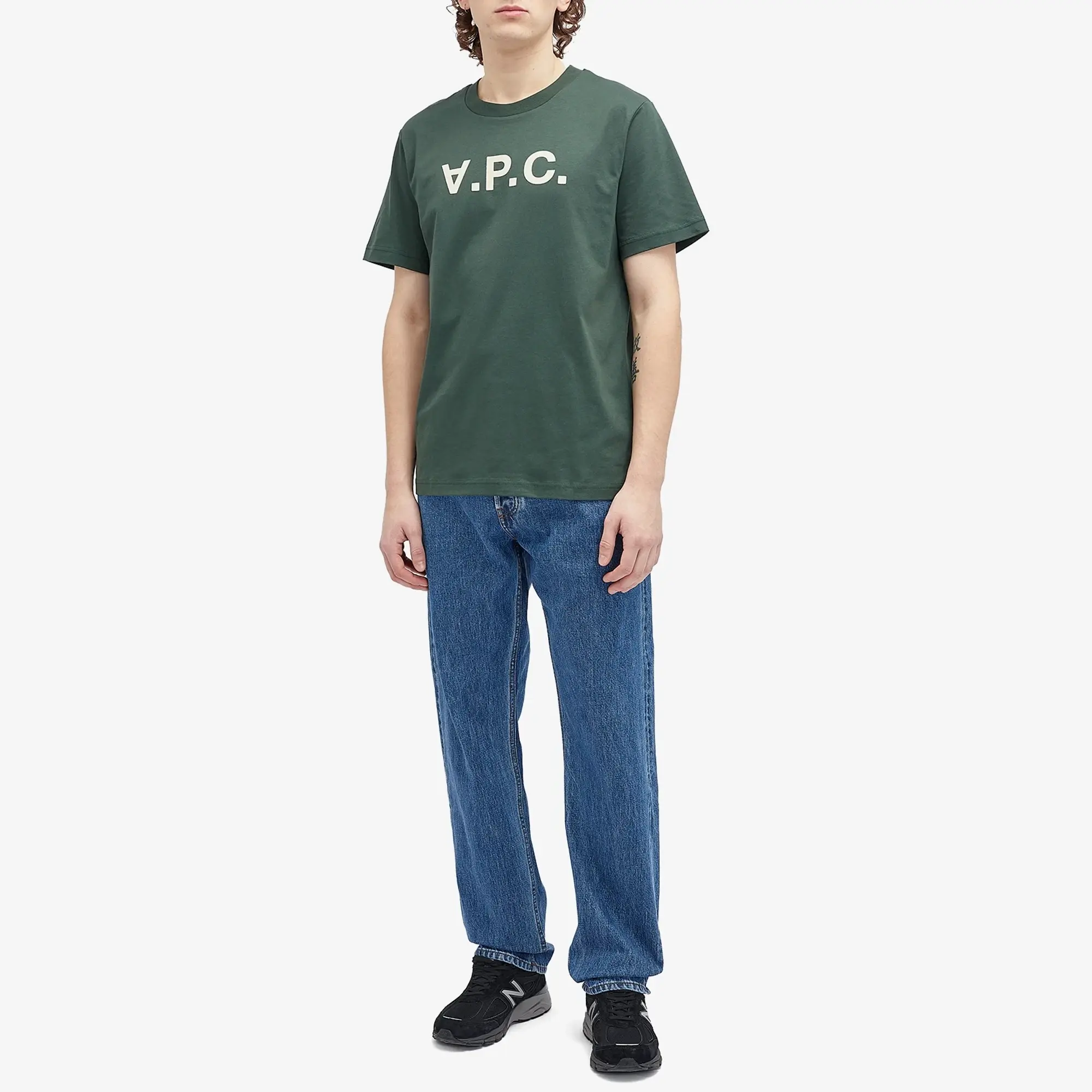 A.P.C. Men's VPC Logo T-Shirt Dark Green/White