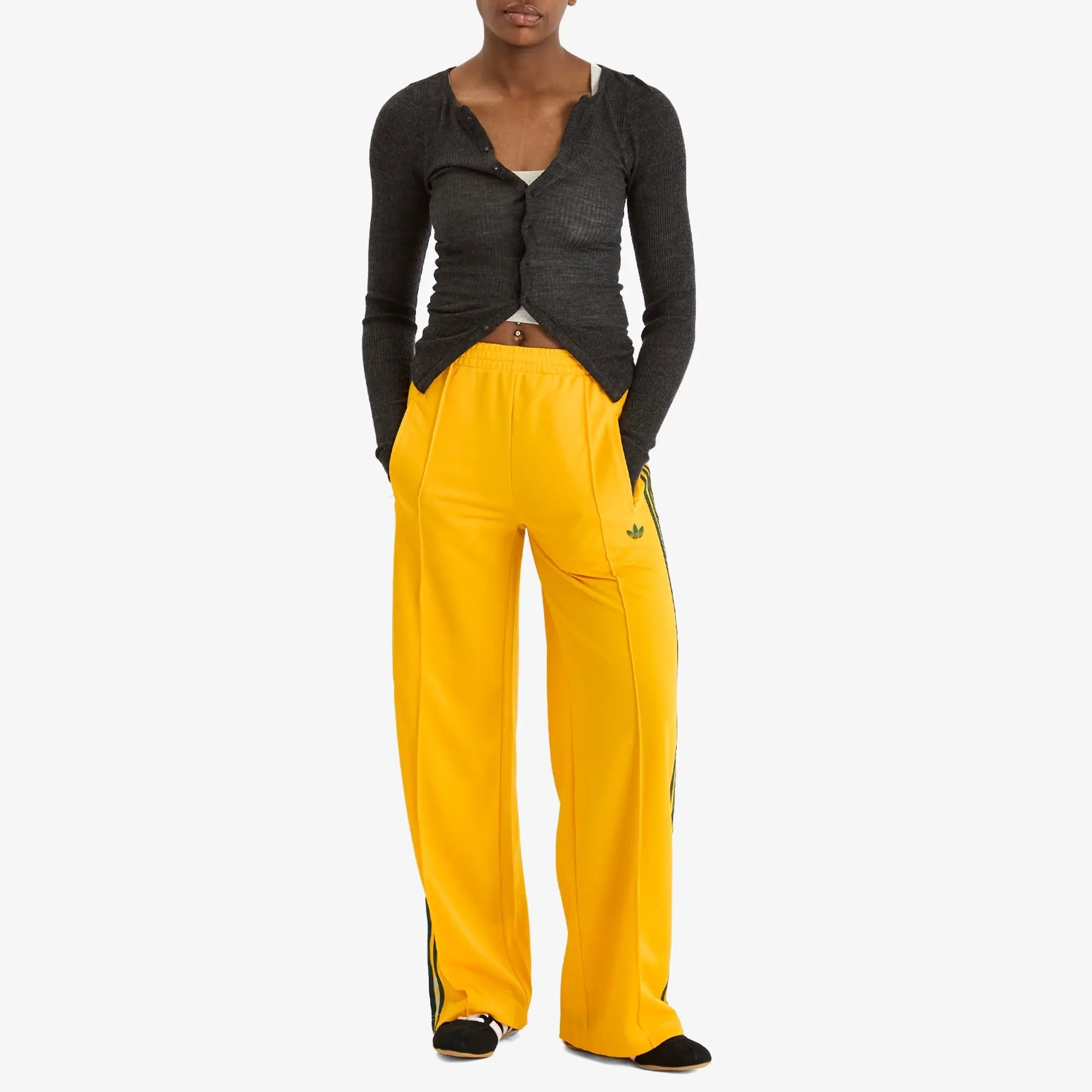 Adidas Women's Firebird Loose Track Pant Crew Yellow/Collegiate Green