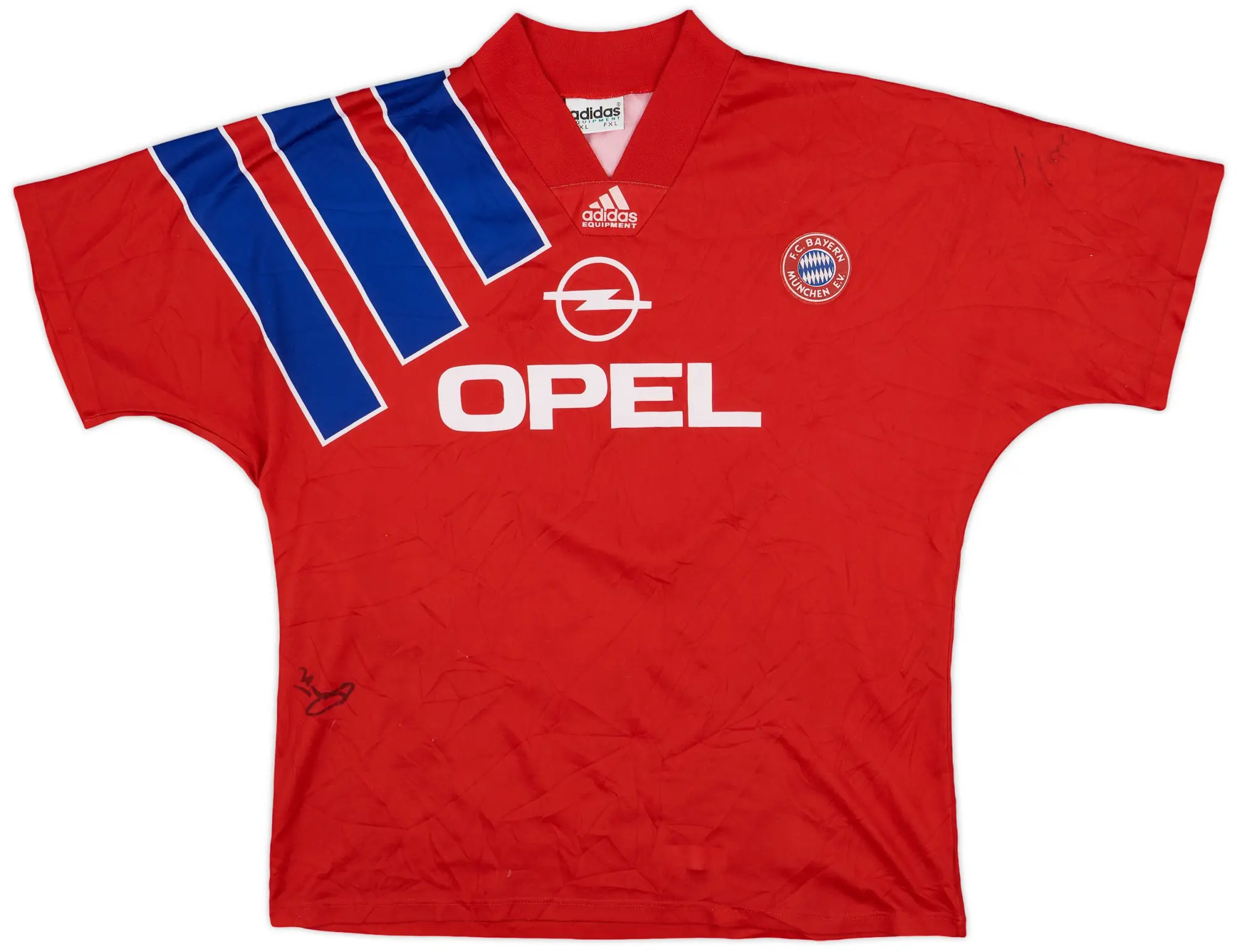 adidas 1991-93 Bayern Munich Signed Home Shirt #9 - 7/10 - (XL)