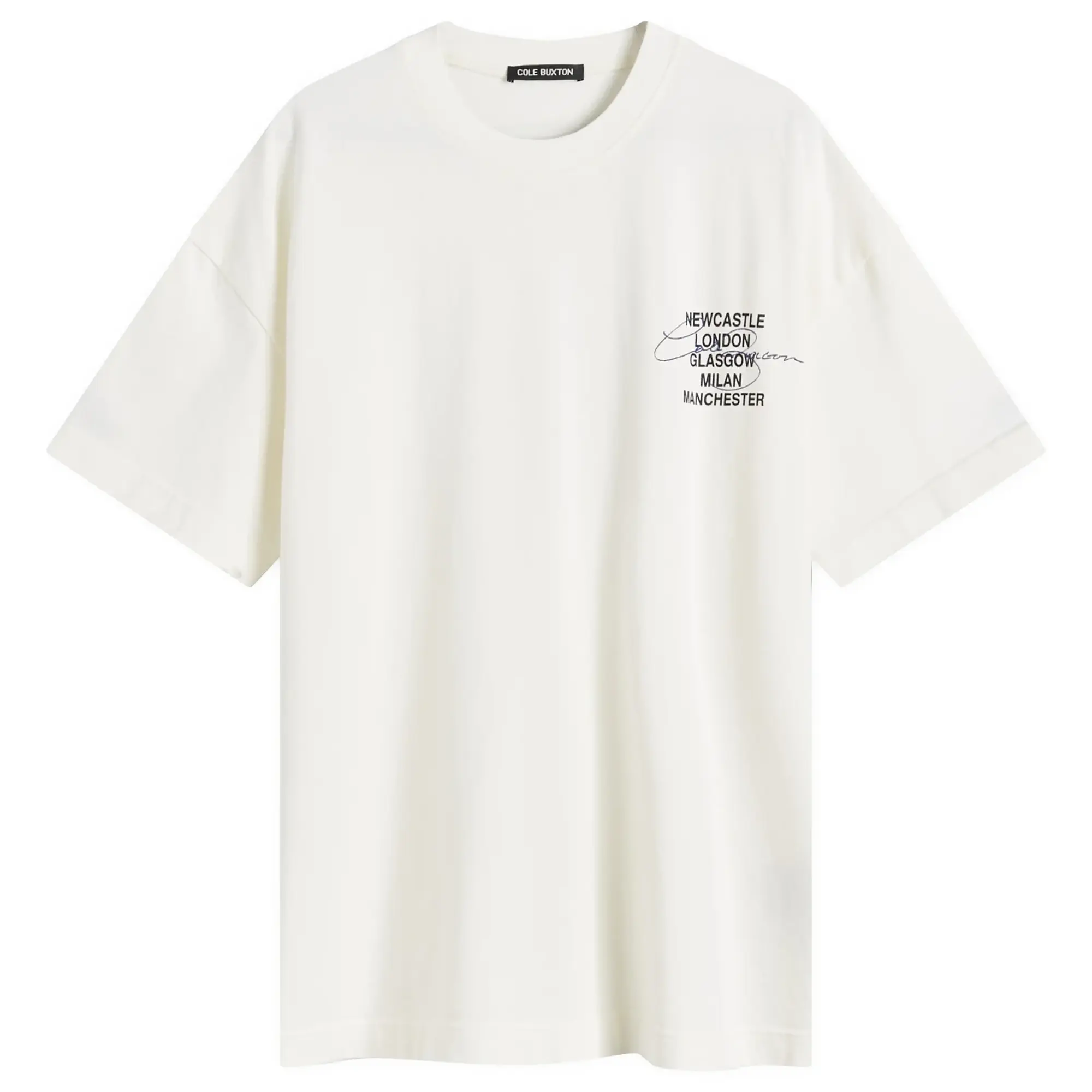 END. x Cole Buxton Signature City T-Shirt Vintage White - Blue Text