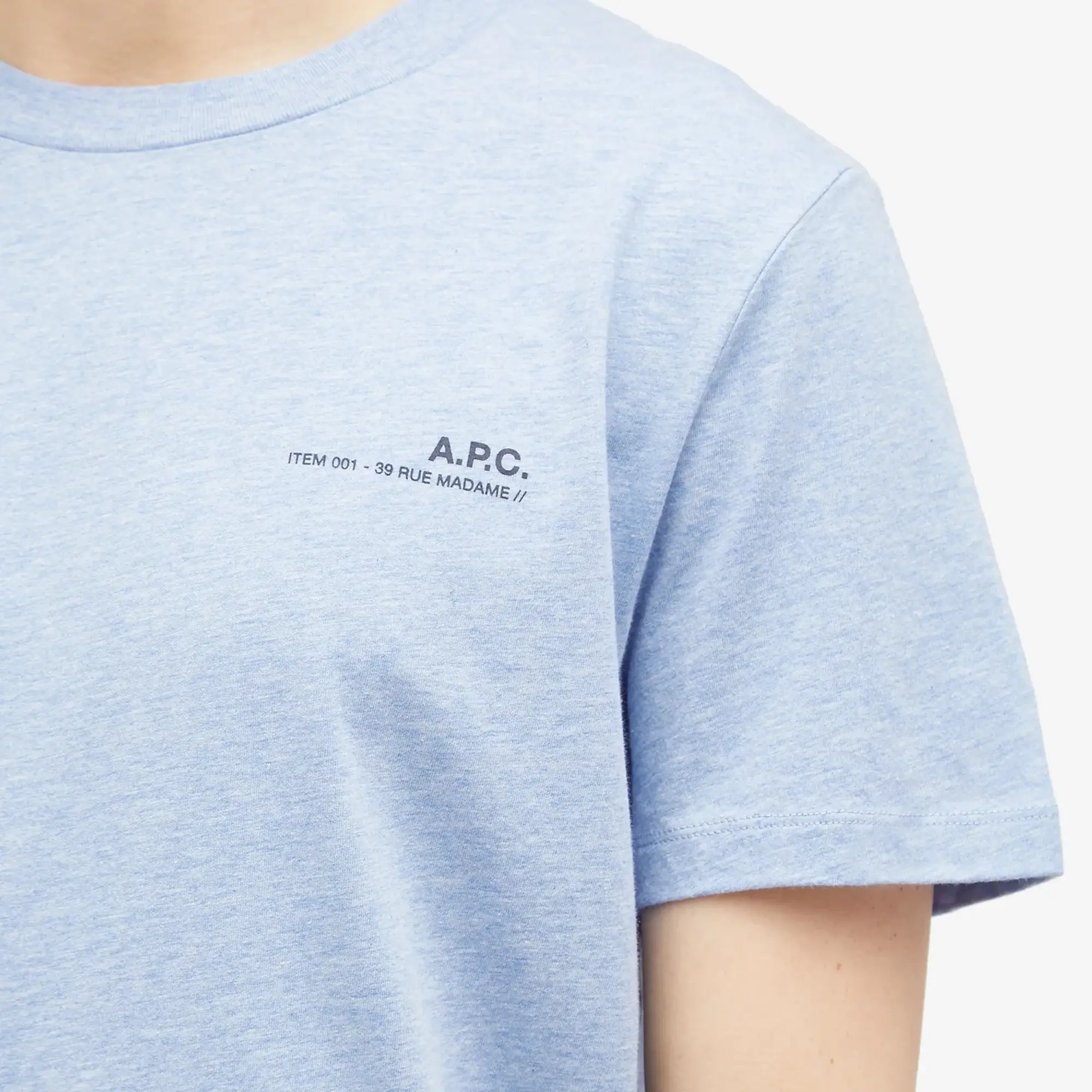 Asics A.P.C. Men's Item Logo T-Shirt Sky Blue Marl