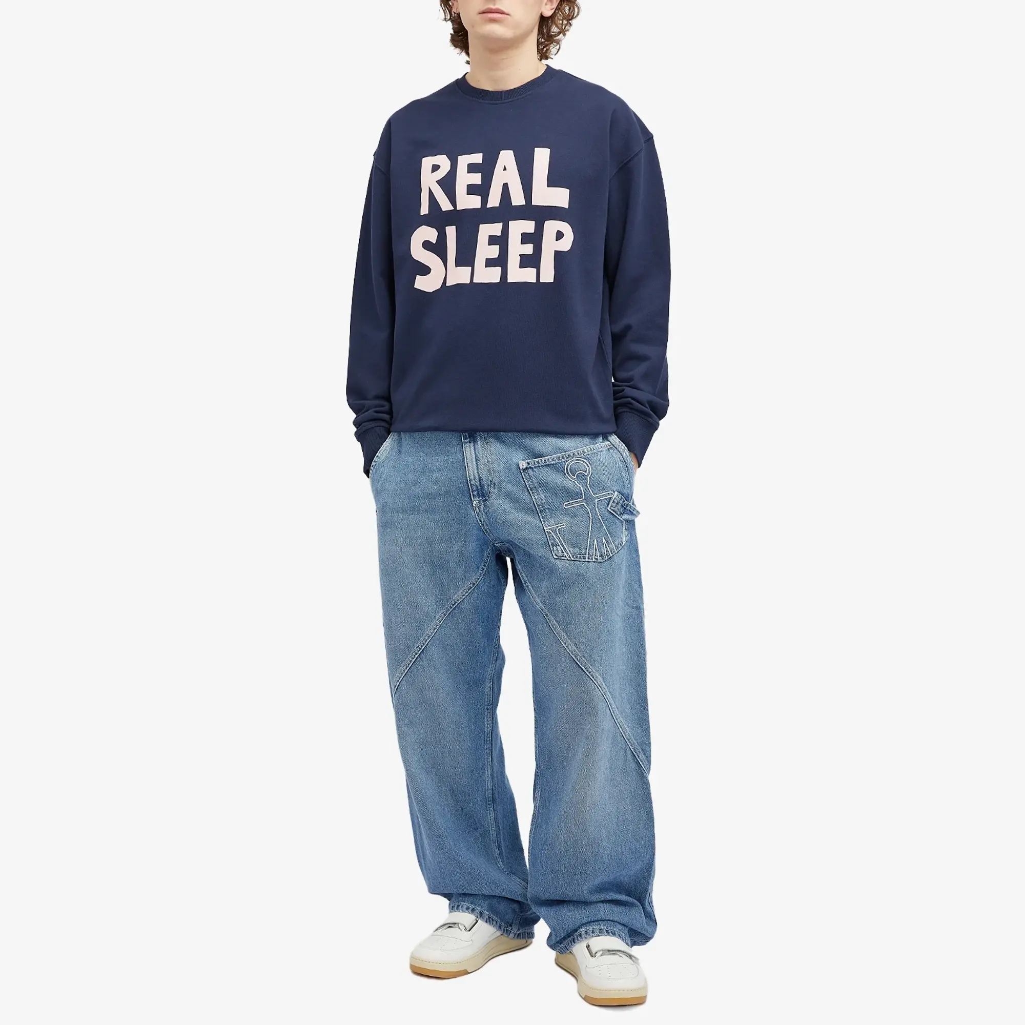 JW Anderson Men's Real Sleep Printed Sweatshirt Dark Navy