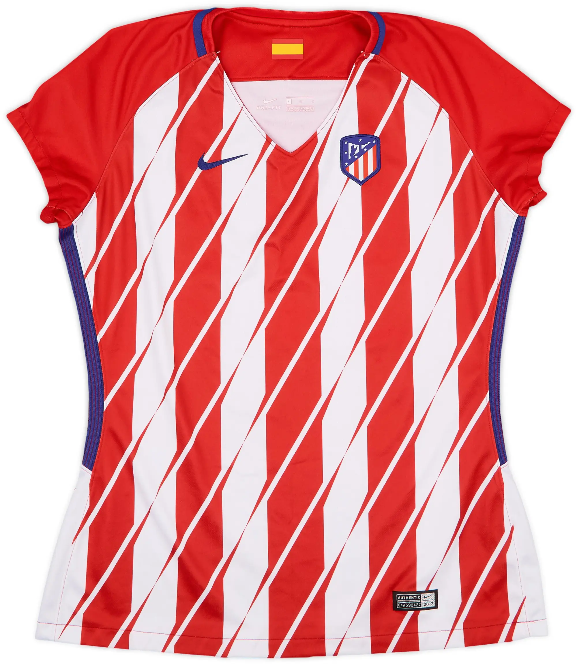 Nike 2017-18 Atletico Madrid Home Shirt - 9/10 - (Women's L)