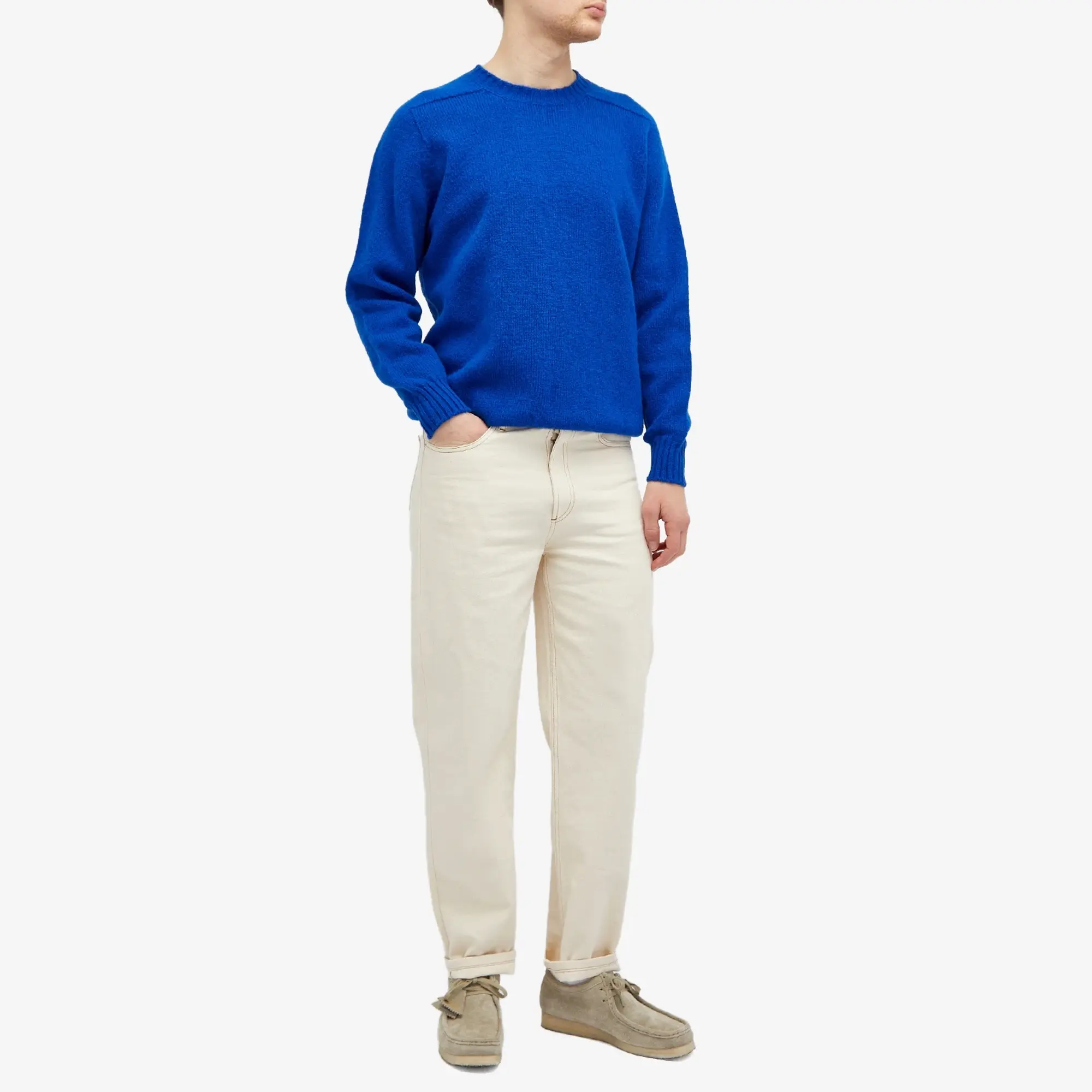 Jamieson's of Shetland Men's Crew Knit Royal