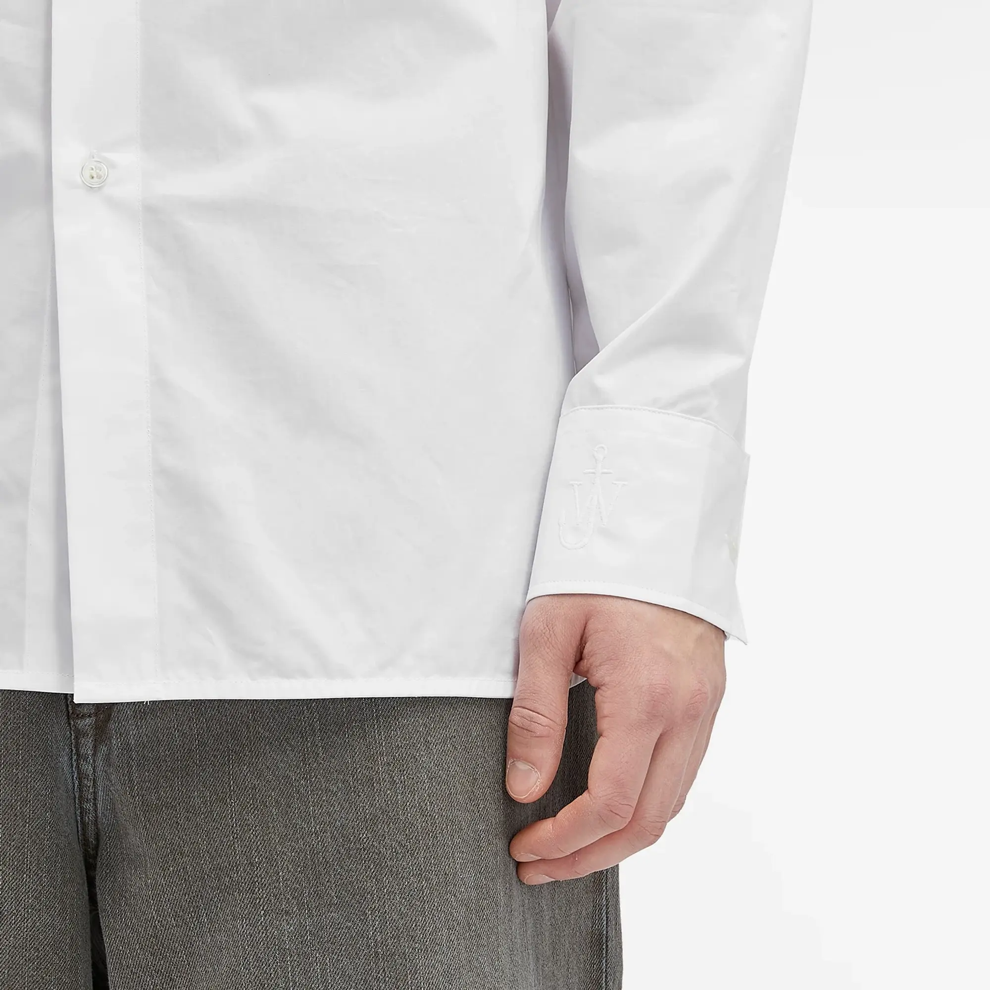 JW Anderson Men's Contrast Patch Pocket Shirt White