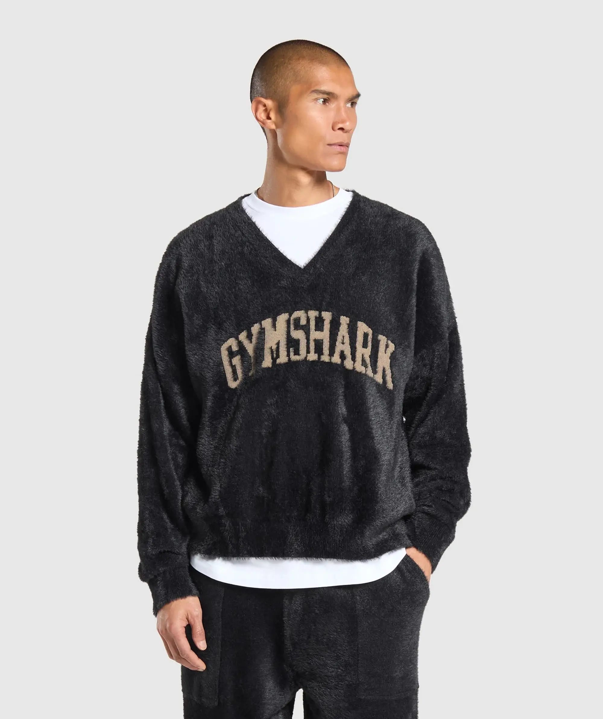 Gymshark V-Neck Knitted Jumper - Black