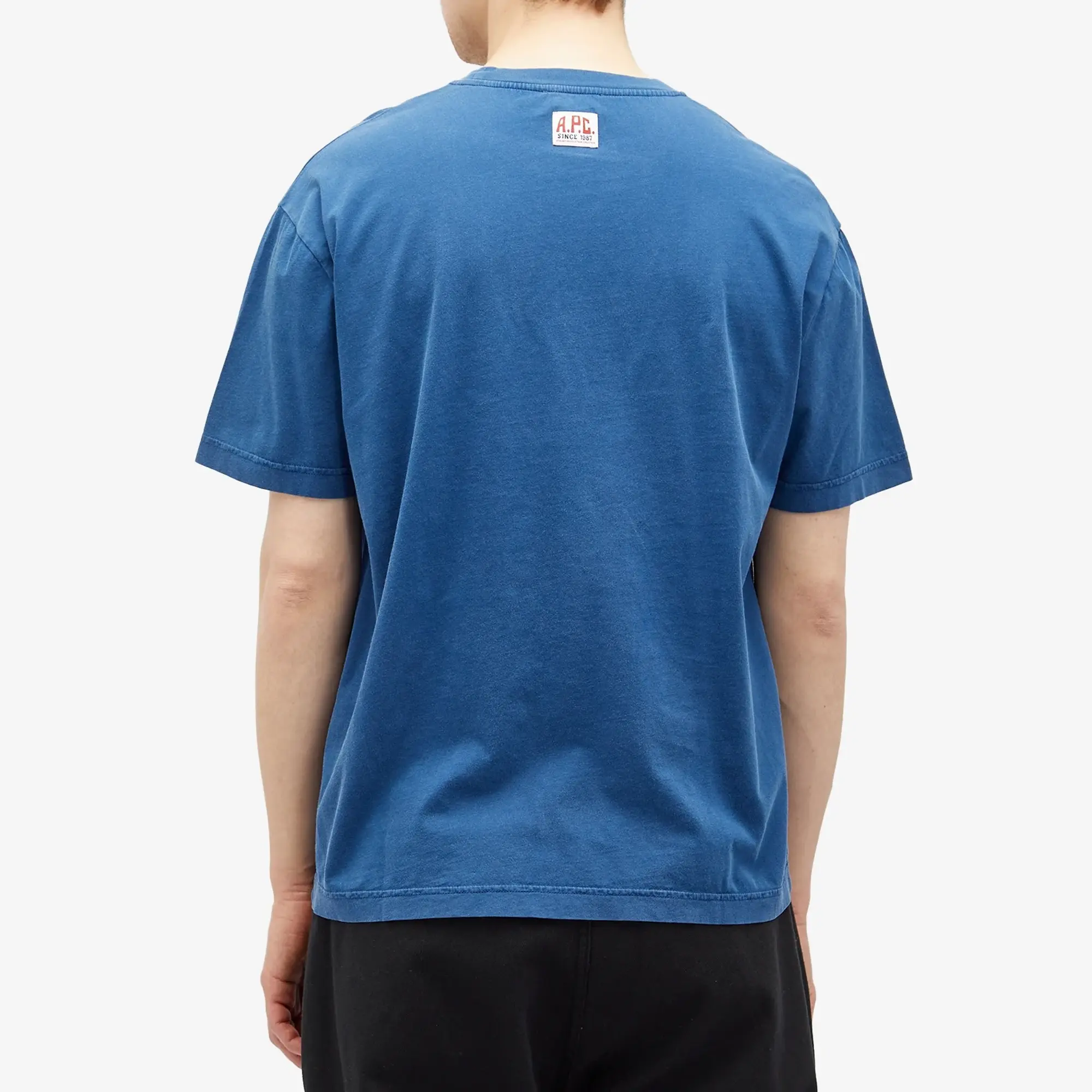 A.P.C. Men's Label H Garment Dyed T-Shirt Marine