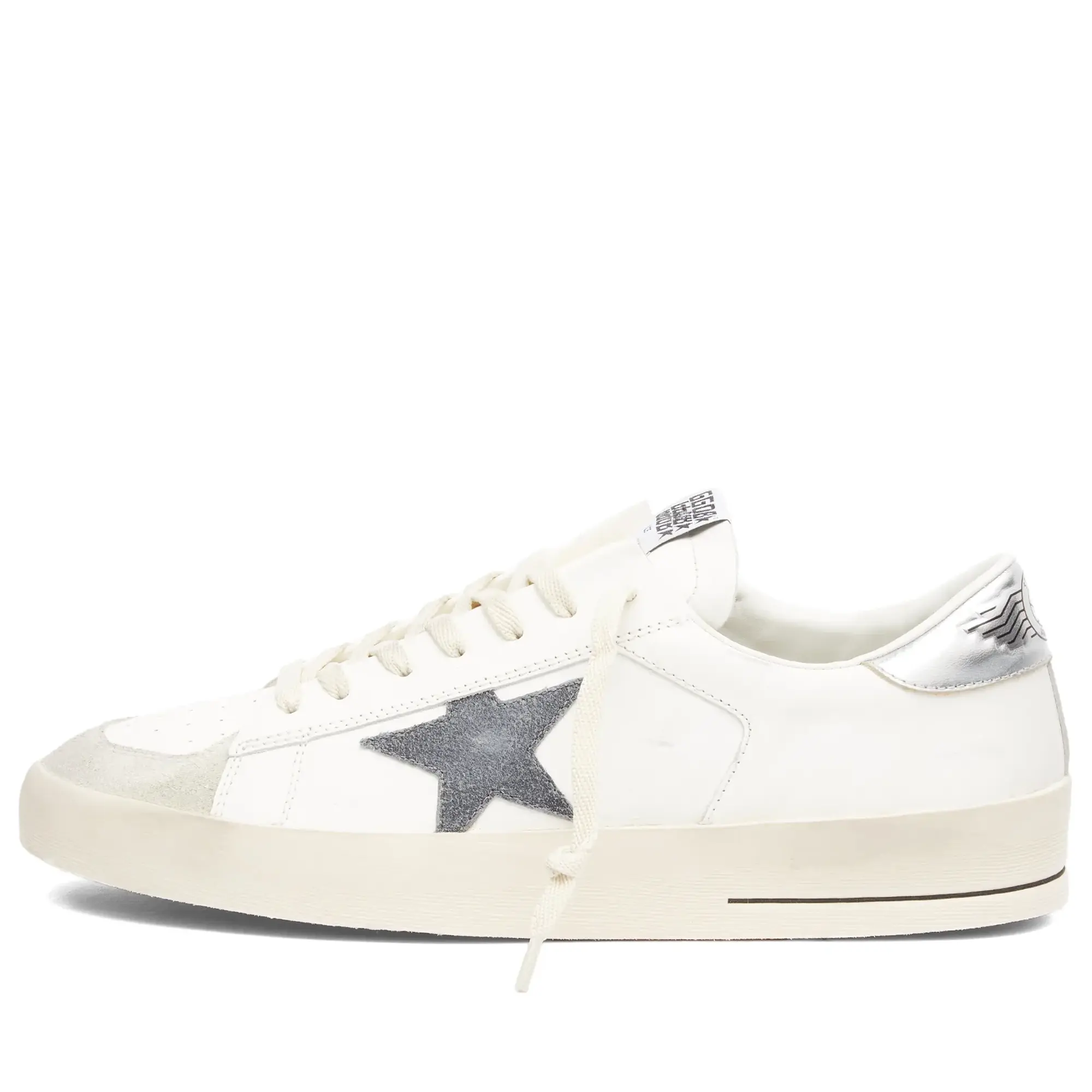 Golden Goose Men's Stardan Leather and Suede Sneaker White/Grey/Silver