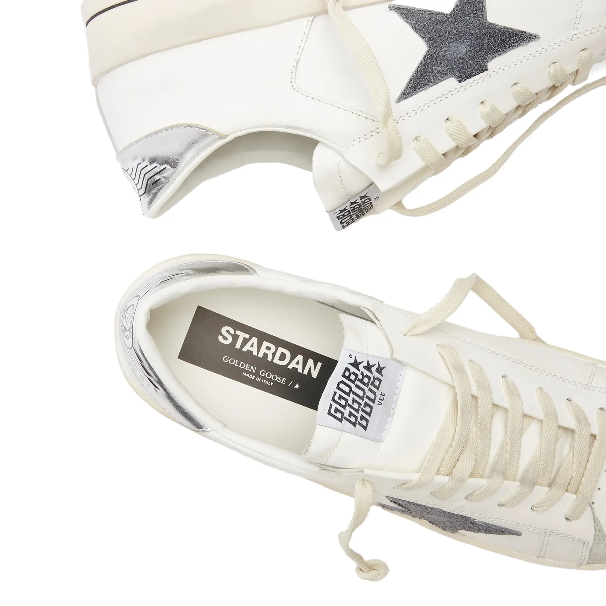 Golden Goose Men's Stardan Leather and Suede Sneaker White/Grey/Silver