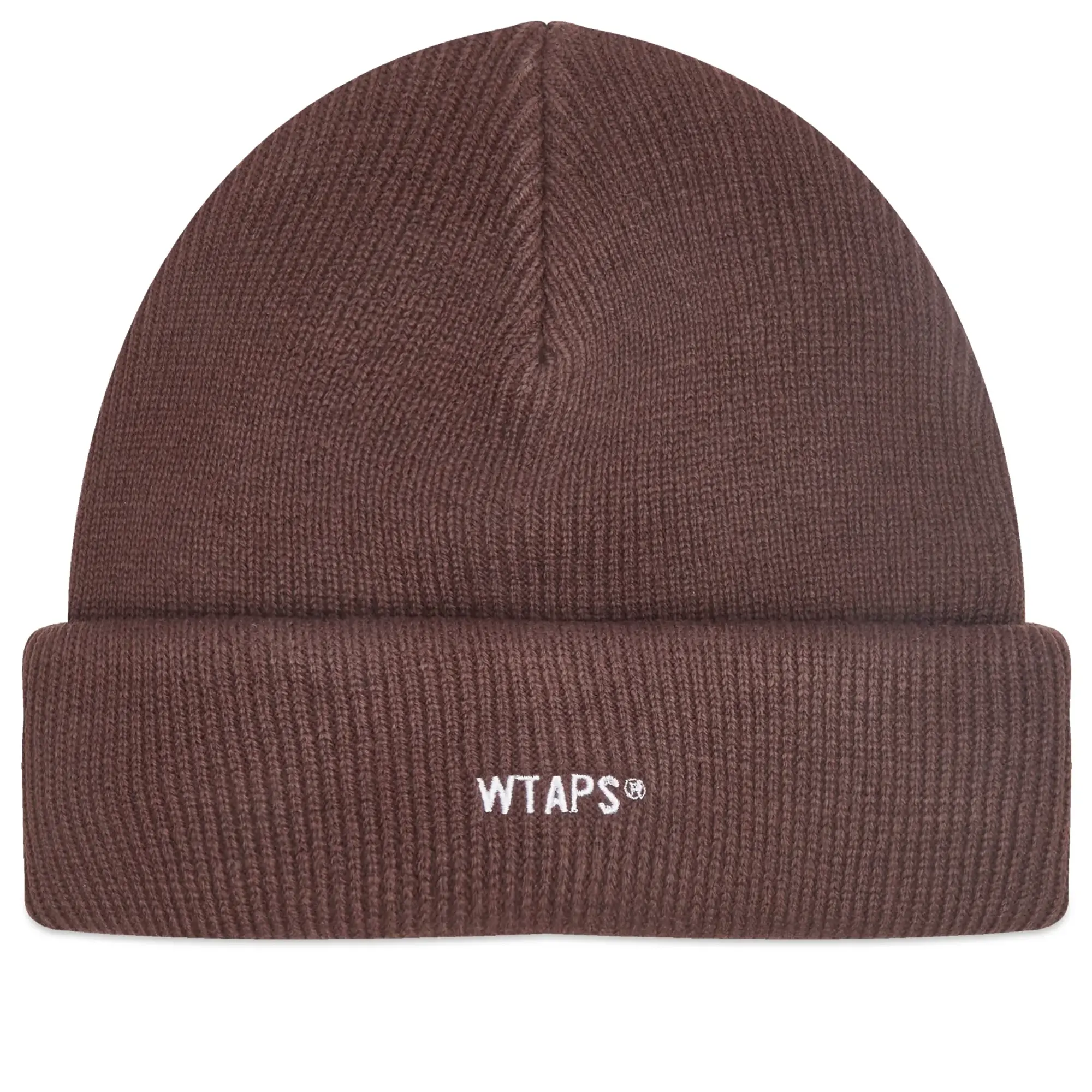 WTAPS Men's 24 Embroidered Logo Beanie Brown