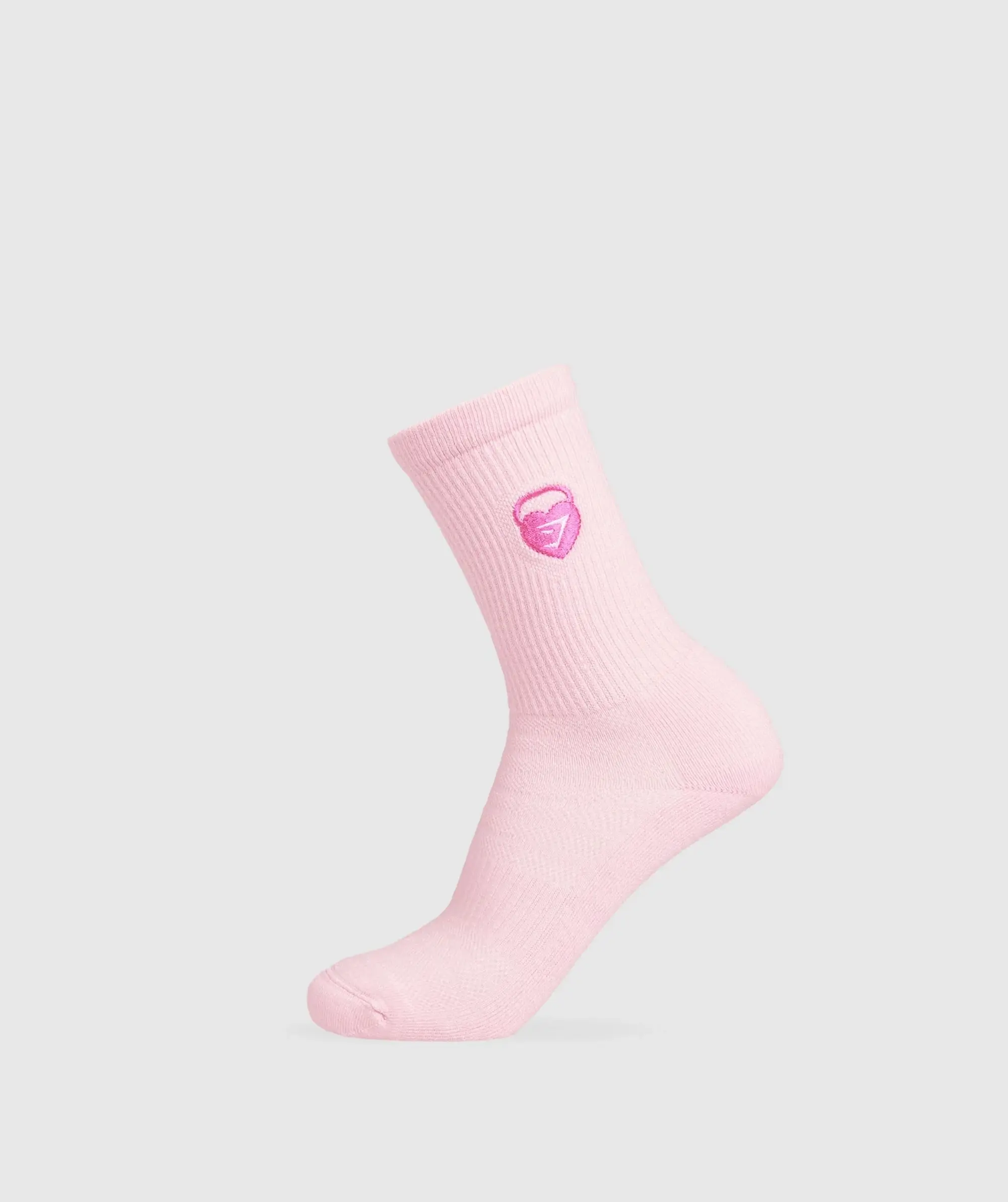 Gymshark Love Heart Cutie Graphic Crew Sock Single - Dolly Pink