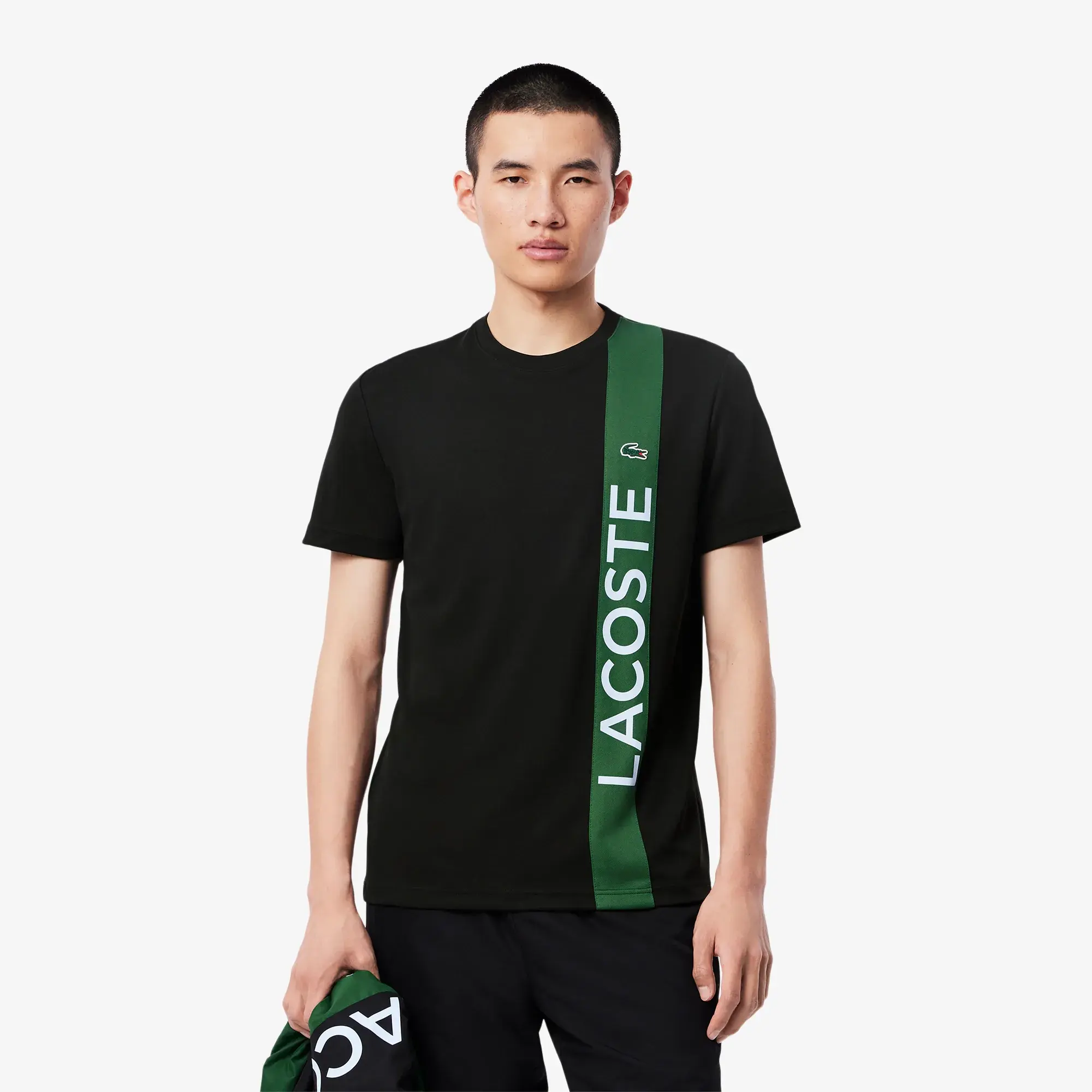 Lacoste Ultra Dry Print Branding Sport T-shirt - Black / Green / Light Blue