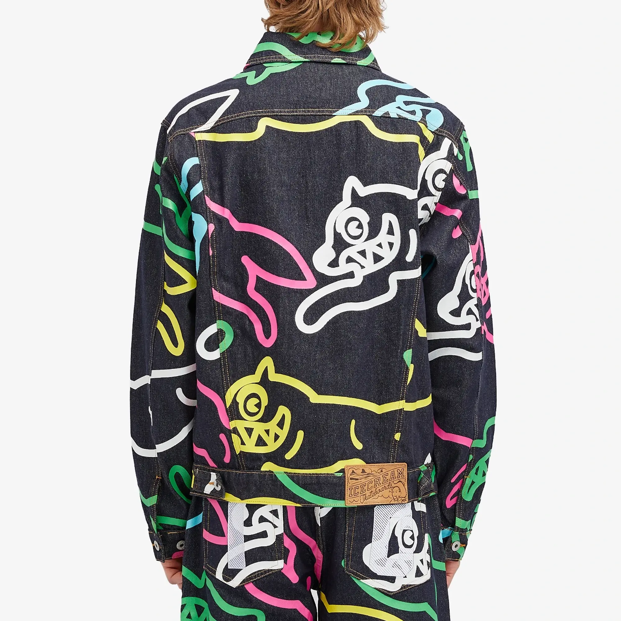ICECREAM Men's Jumbo Running Dog Denim Jacket Multi
