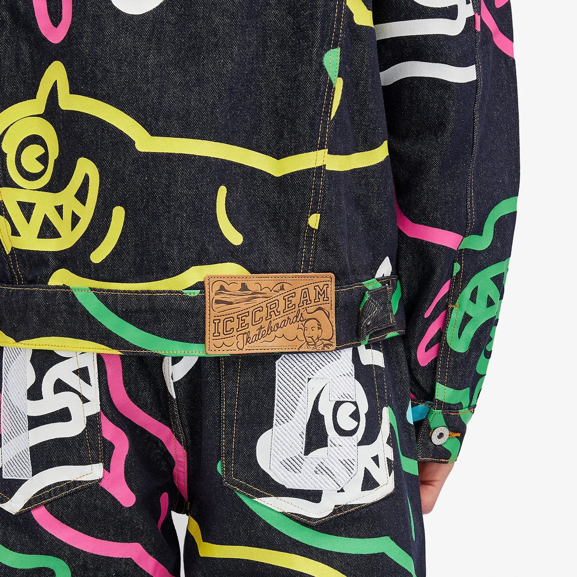 ICECREAM Men's Jumbo Running Dog Denim Jacket Multi