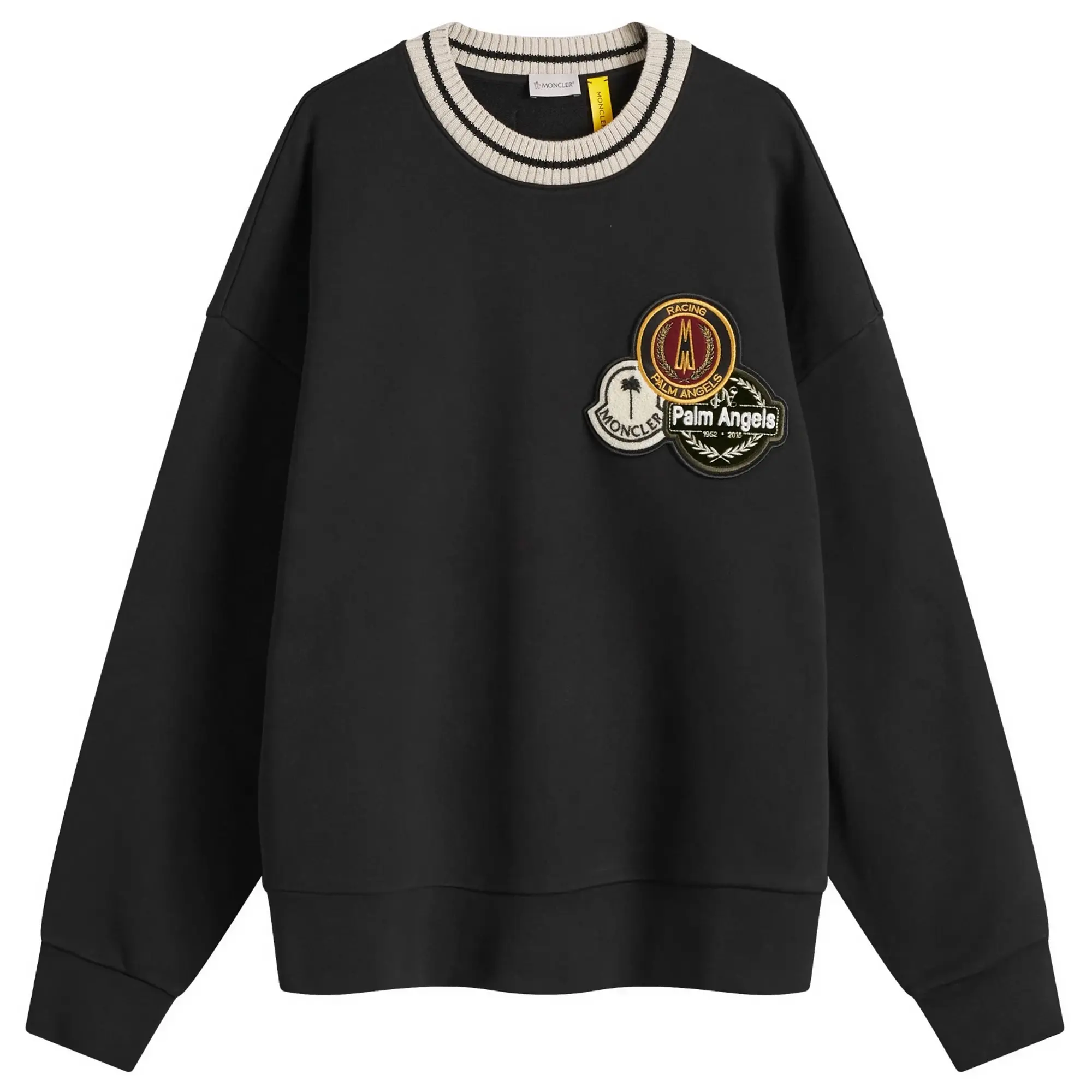 Moncler Men's Genius x Palm Angels Racing Badge Sweatshirt Black