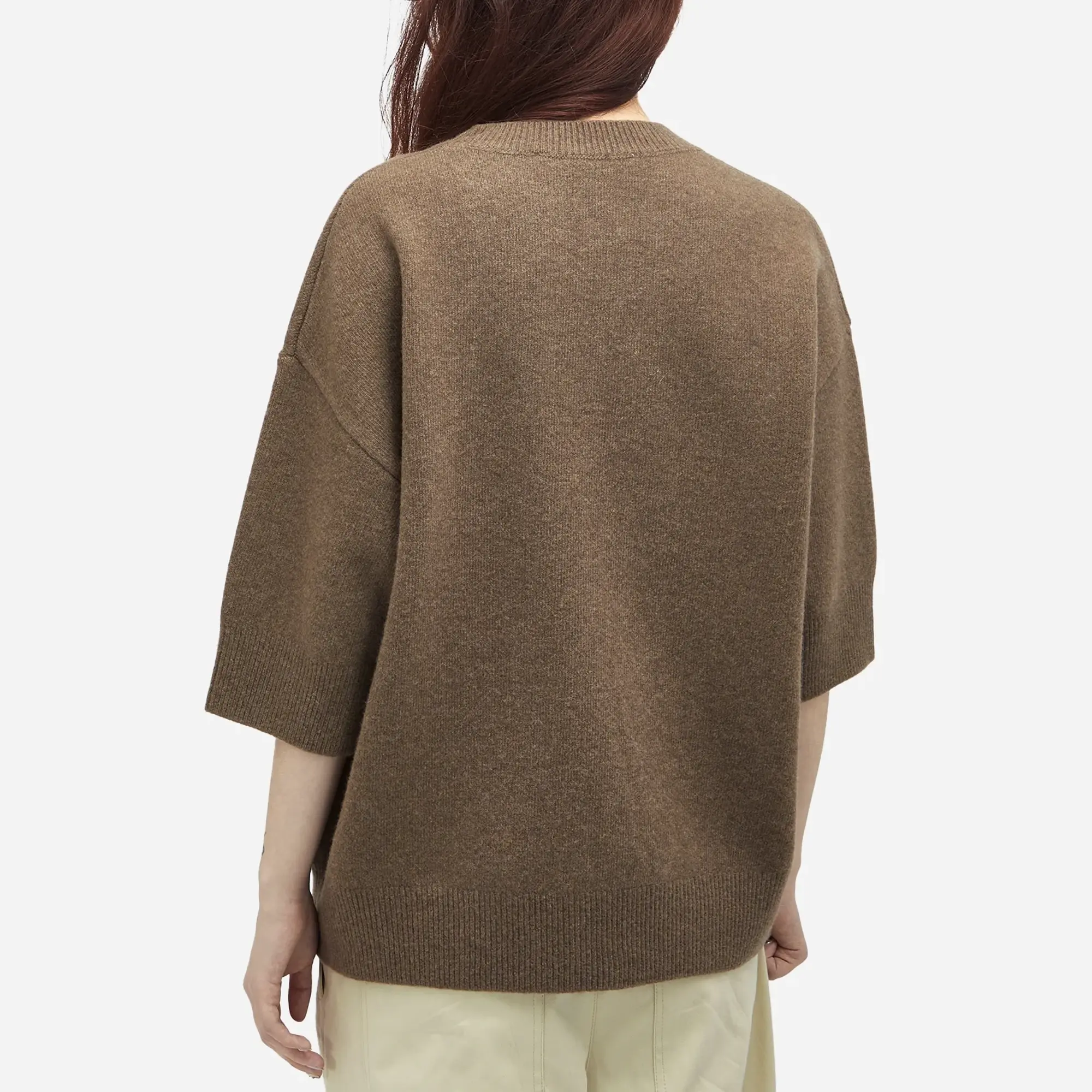 Róhe Women's Compact Knit Short Sleeve Top Taupe Melange