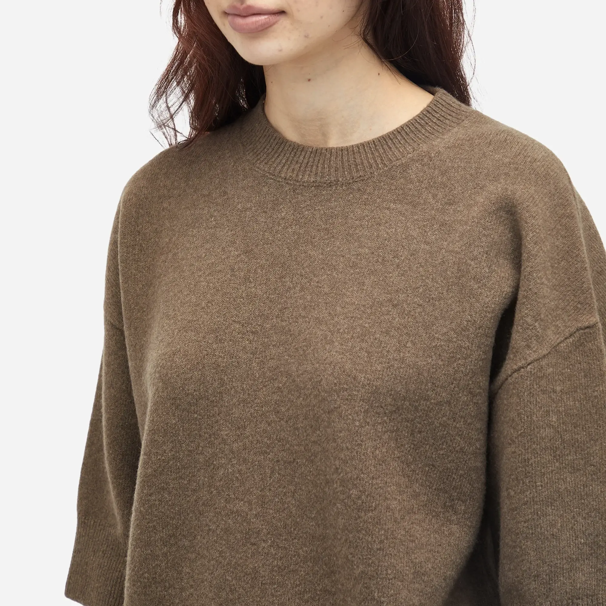 Róhe Women's Compact Knit Short Sleeve Top Taupe Melange