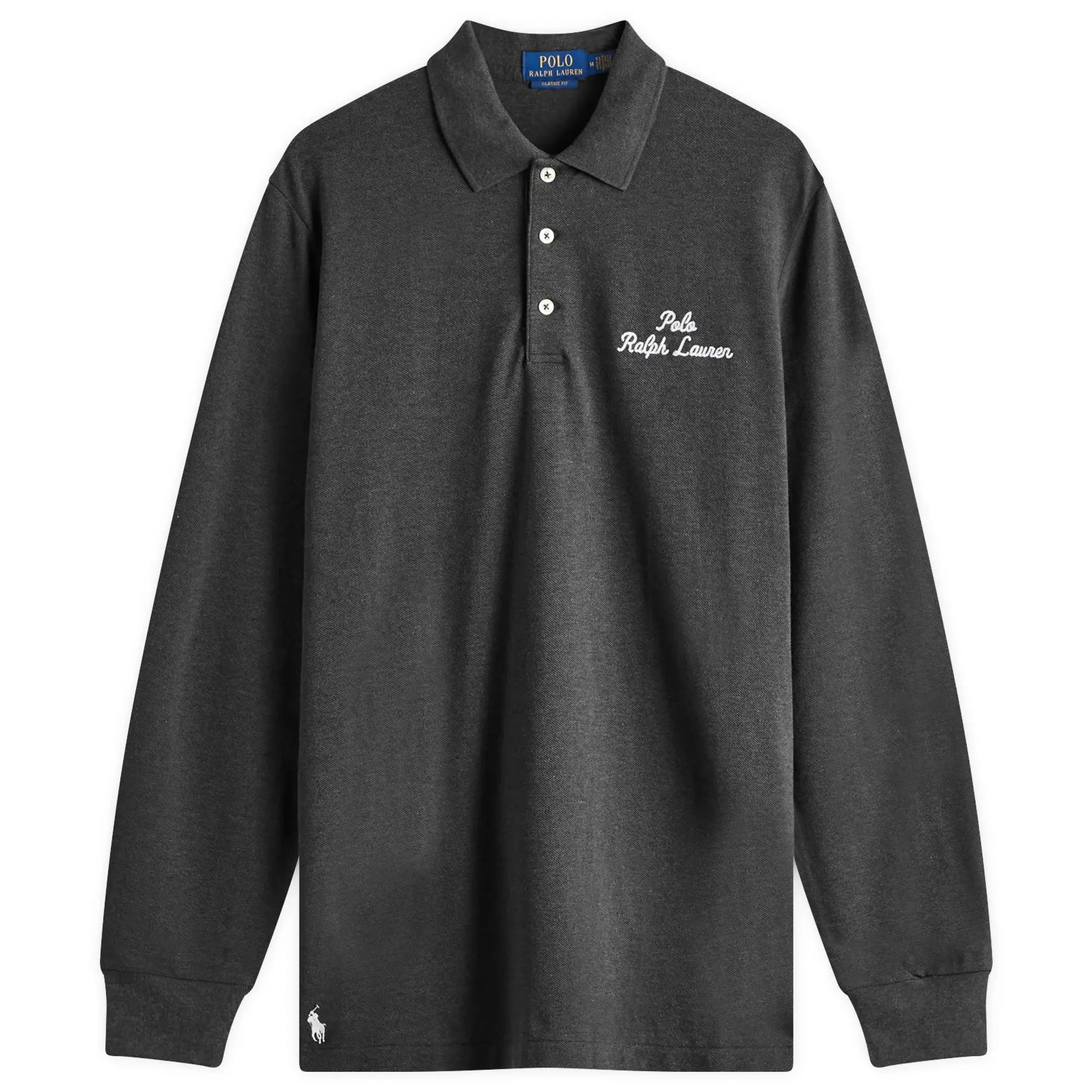 Polo Ralph Lauren Men's Script Logo Long Sleeve Polo Black Marl Heather