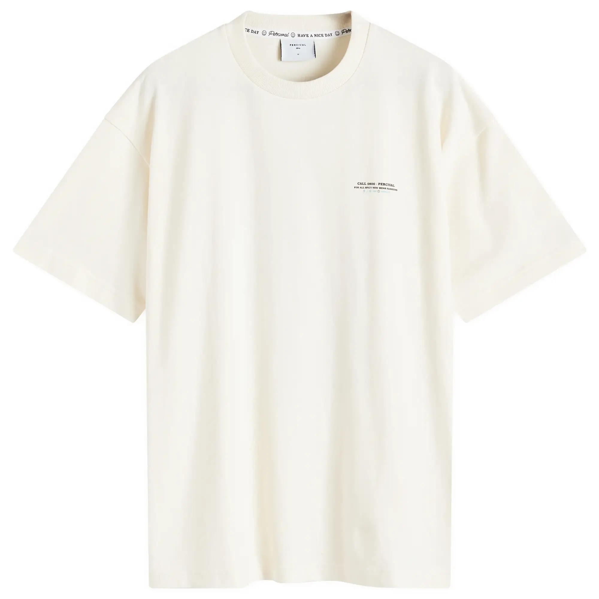 Percival Men's Call 0800 Long Sleeve T-Shirt Ecru
