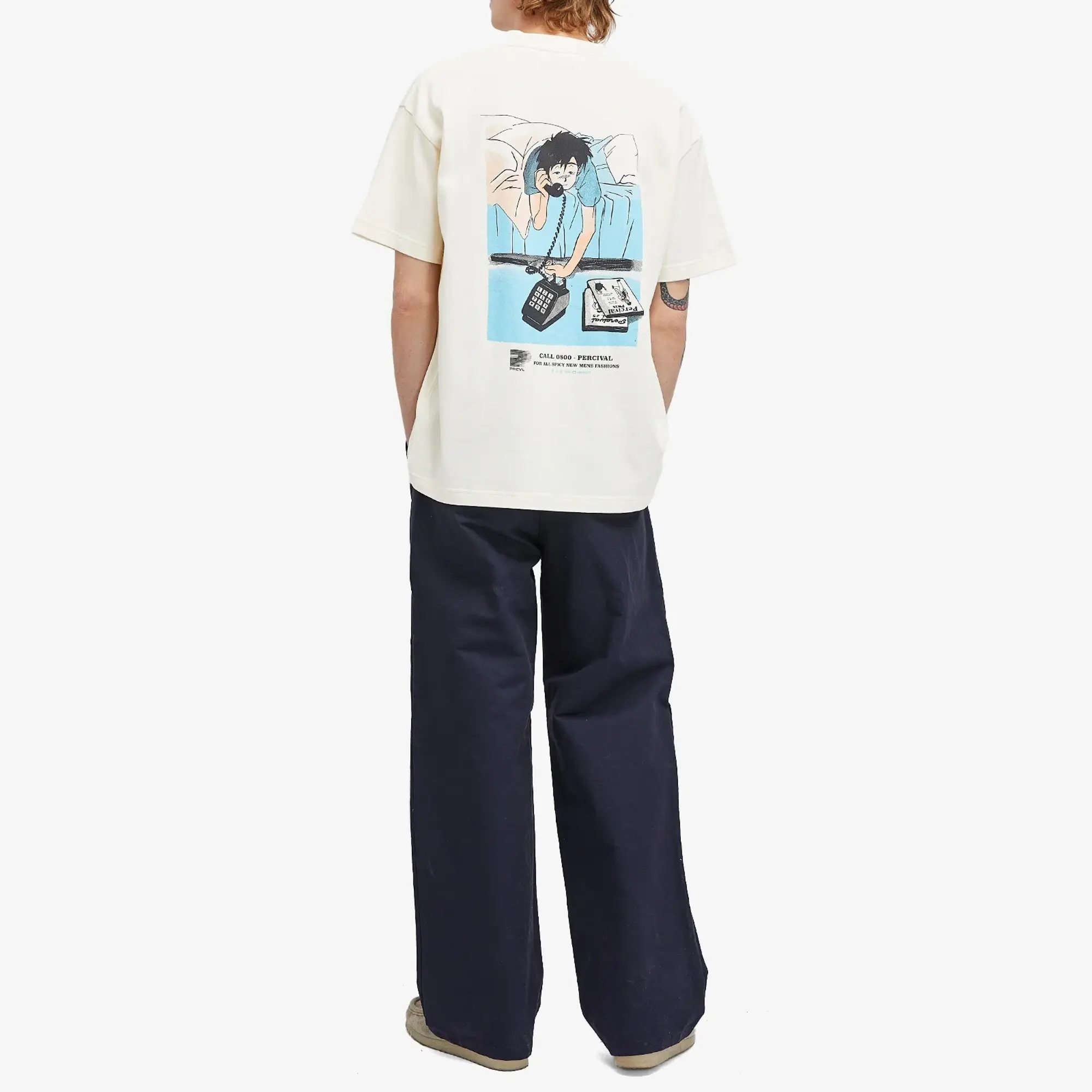 Percival Men's Call 0800 Long Sleeve T-Shirt Ecru
