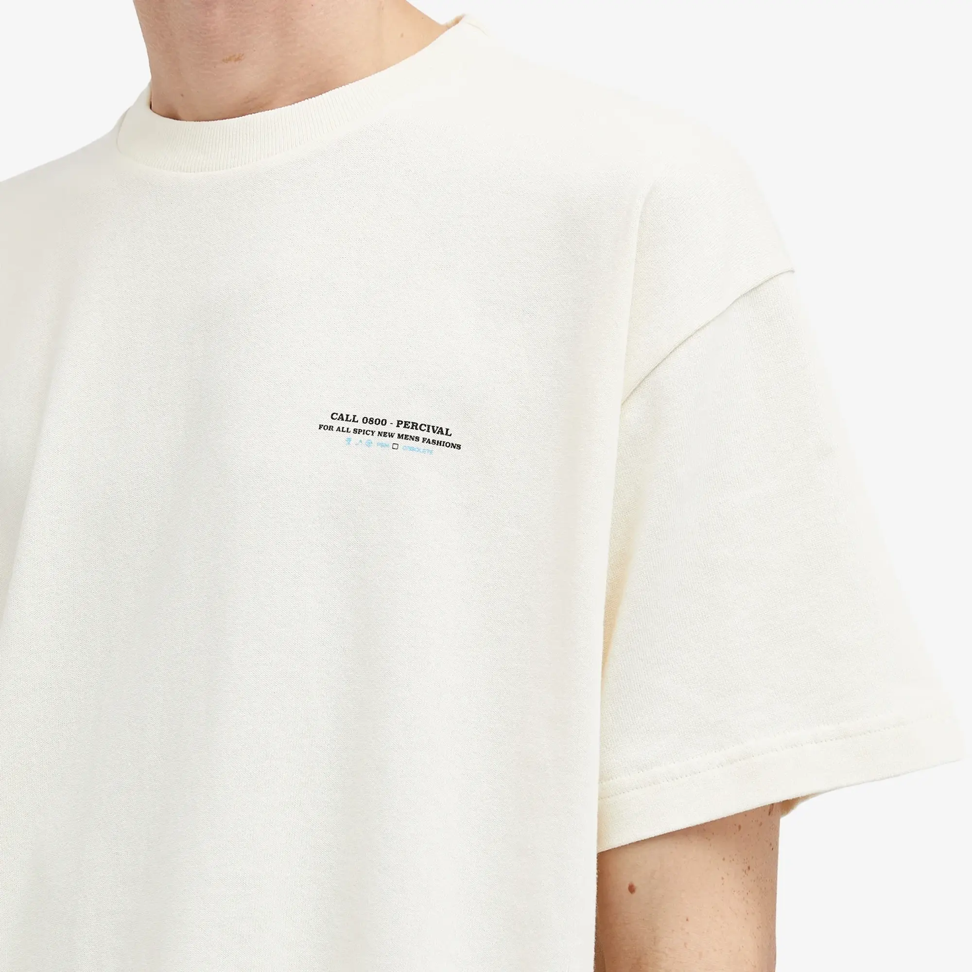 Percival Men's Call 0800 Long Sleeve T-Shirt Ecru