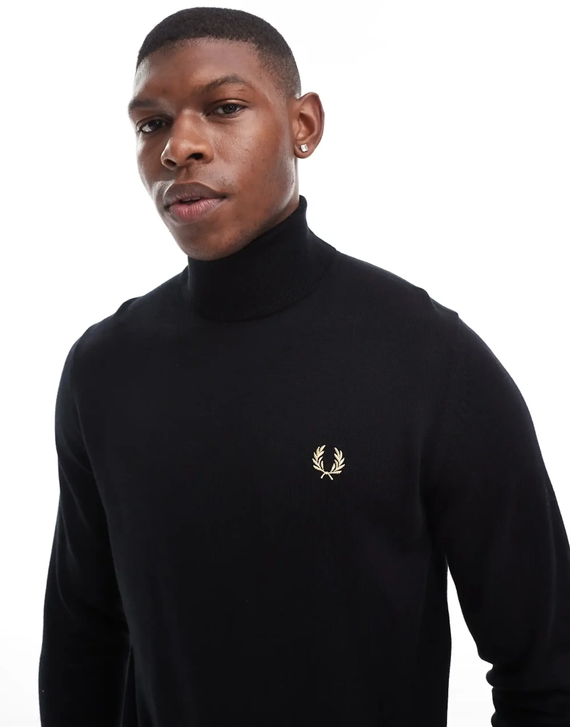 Fred Perry Roll Neck Jumper In Black