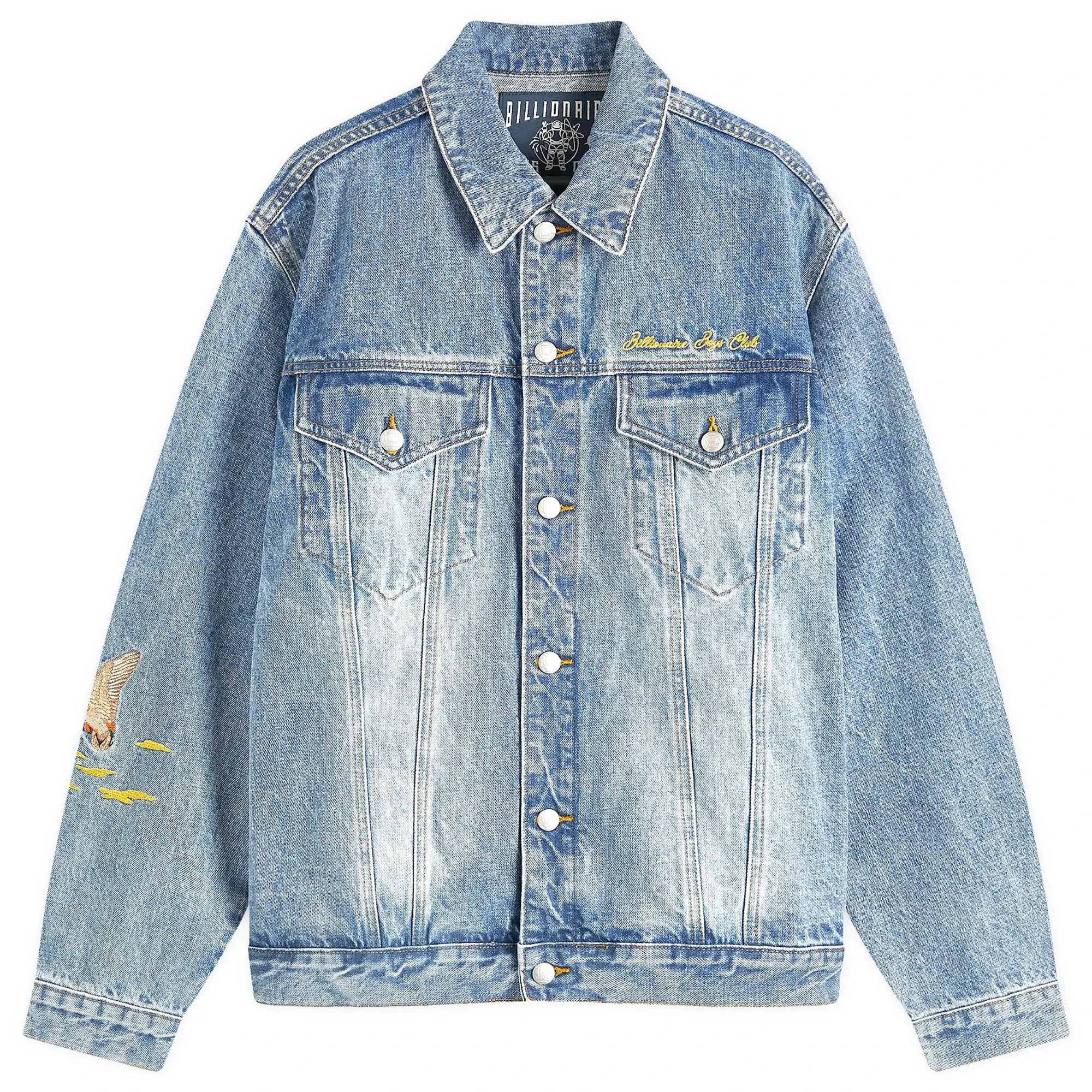 Billionaire Boys Club Men's Duck Embroidered Denim Jacket Heavy Wash Blue