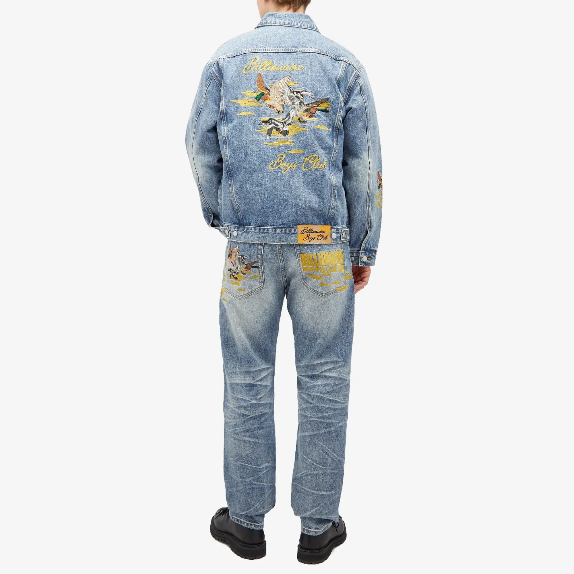 Billionaire Boys Club Men's Duck Embroidered Denim Jacket Heavy Wash Blue