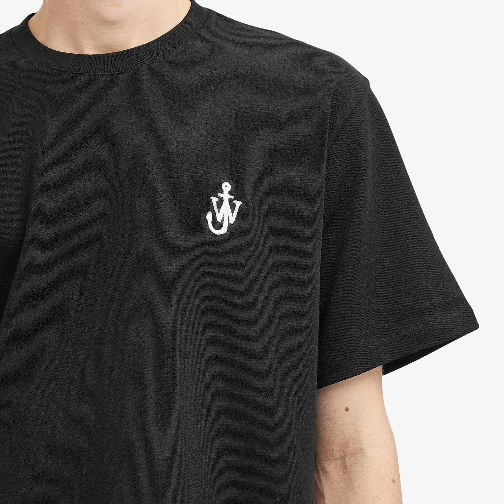 JW Anderson Men's Jersey Anchor Embroidery T-Shirt Black