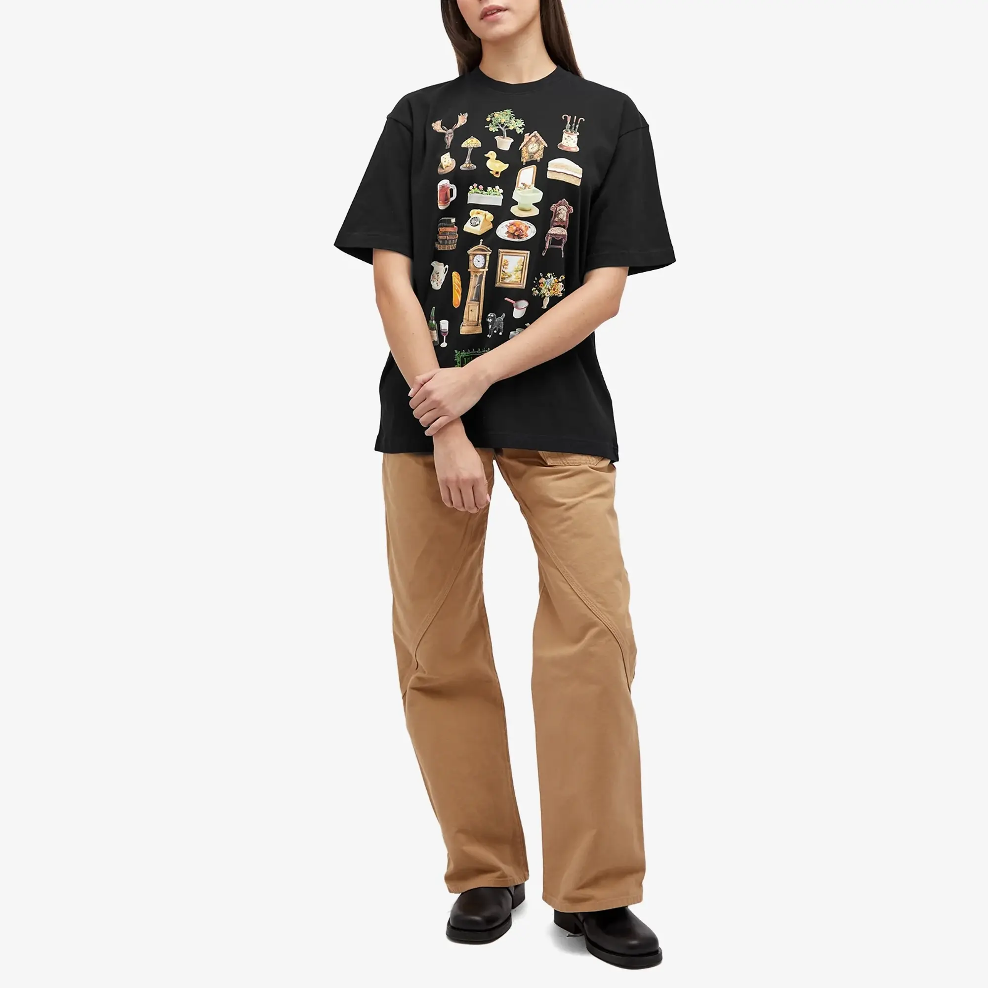 JW Anderson Women's Diorama Printed T-Shirt Black