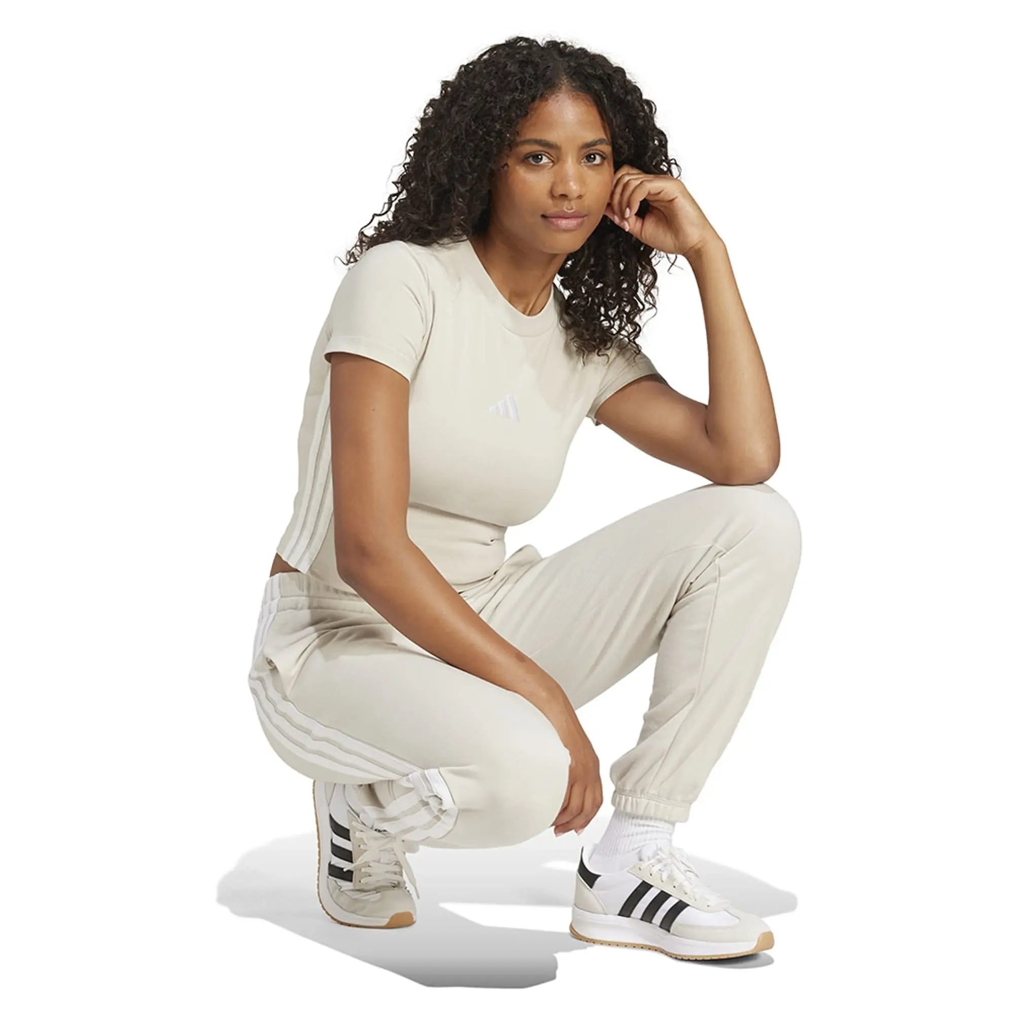 Adidas Essentials 3 Stripes French Terry Cuffed Joggers