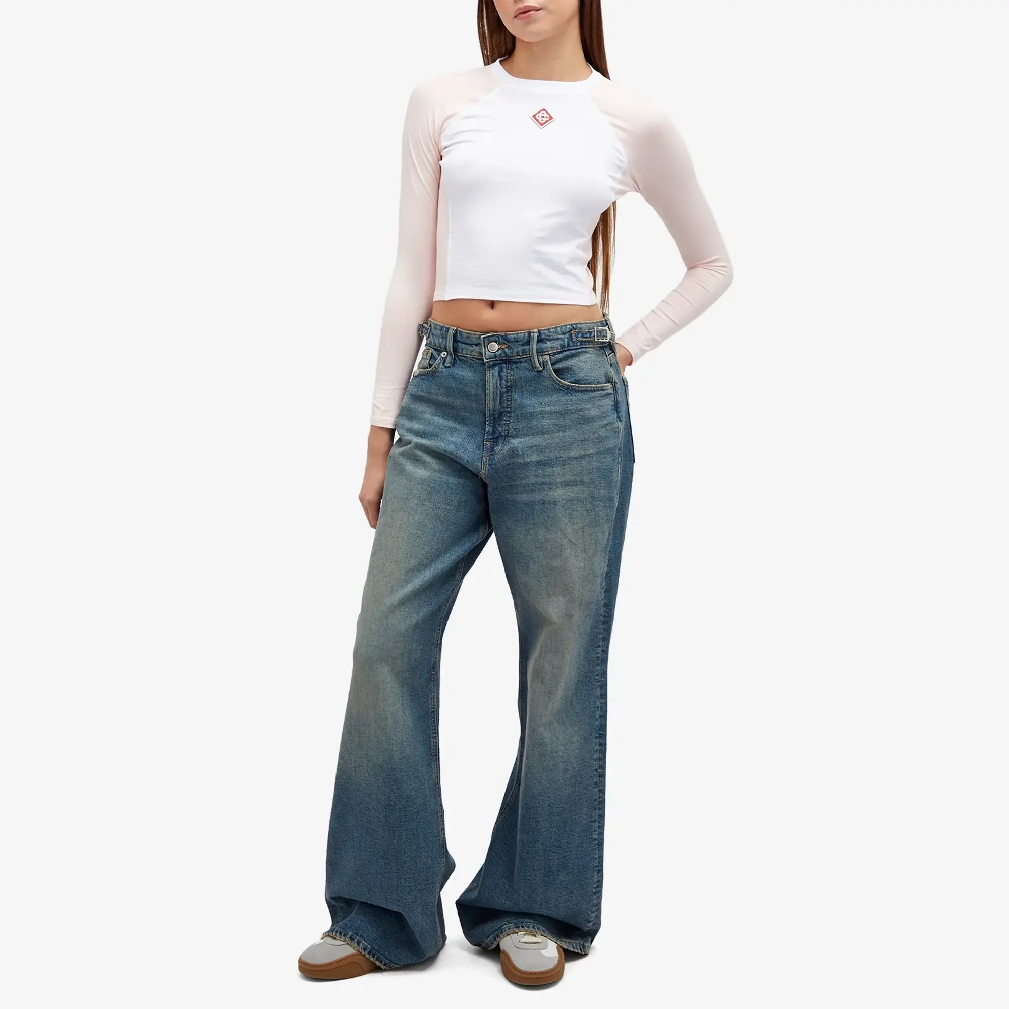 Casablanca Women's Raglan Long Sleeve Top White/Pink