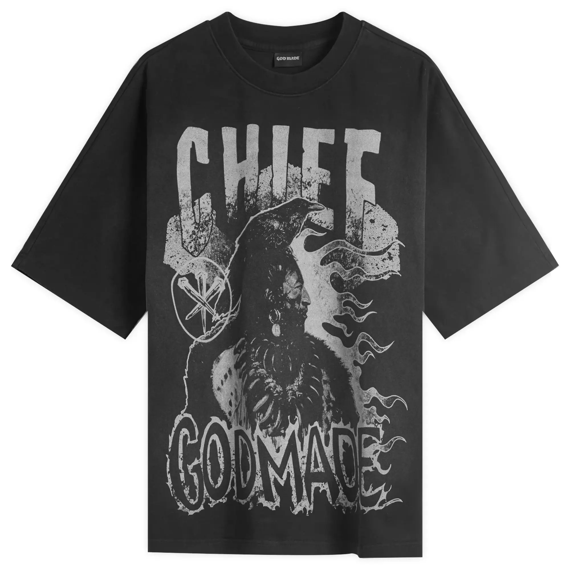God Made Men's Chief T-Shirt Washed Black