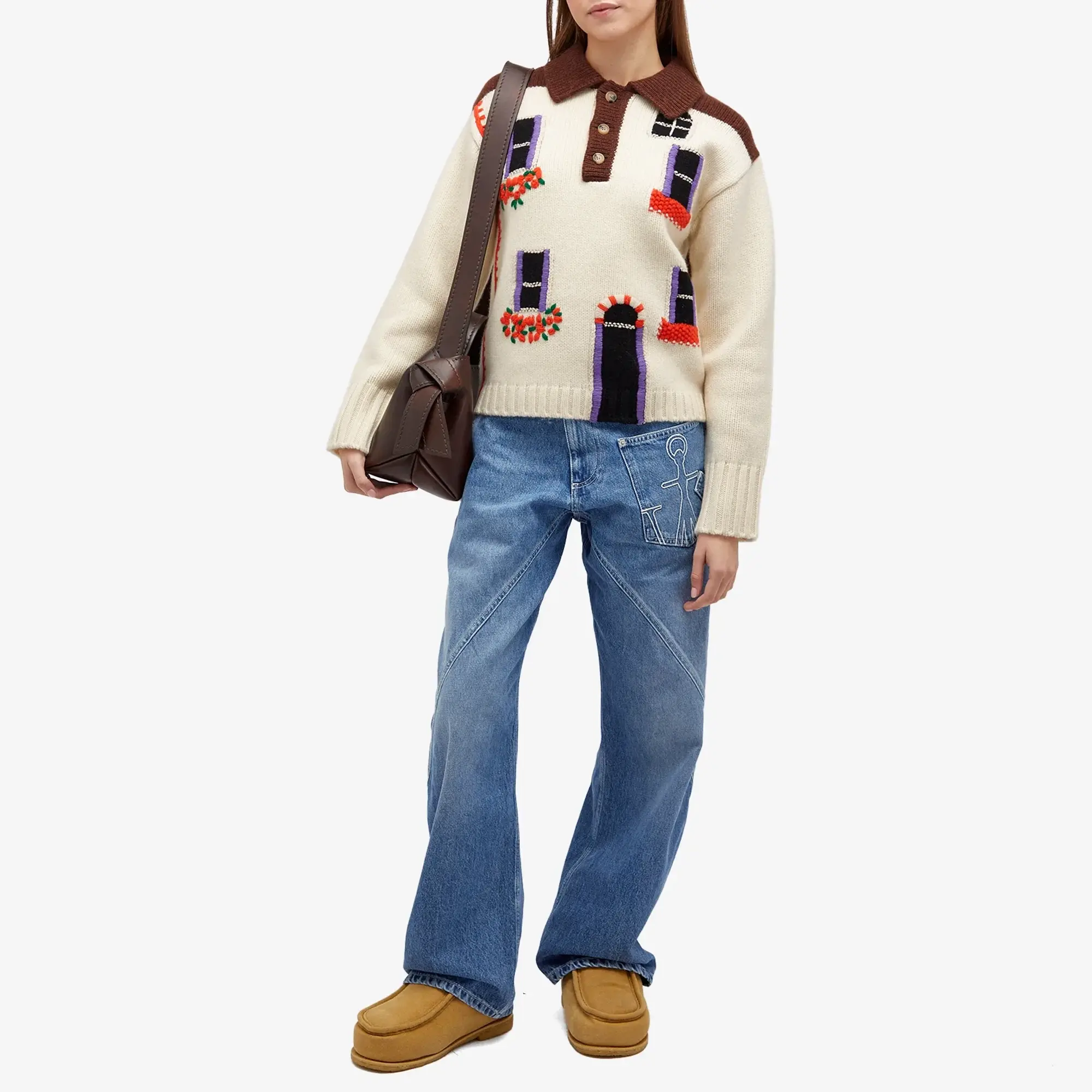 JW Anderson Women's House Polo Jumper Flax