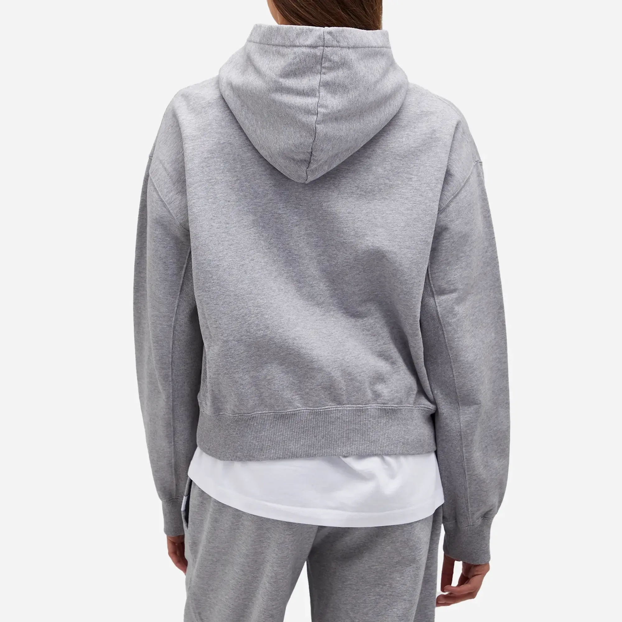 JW Anderson Women's Anchor Embroidery Cropped Hoodie Grey Melange