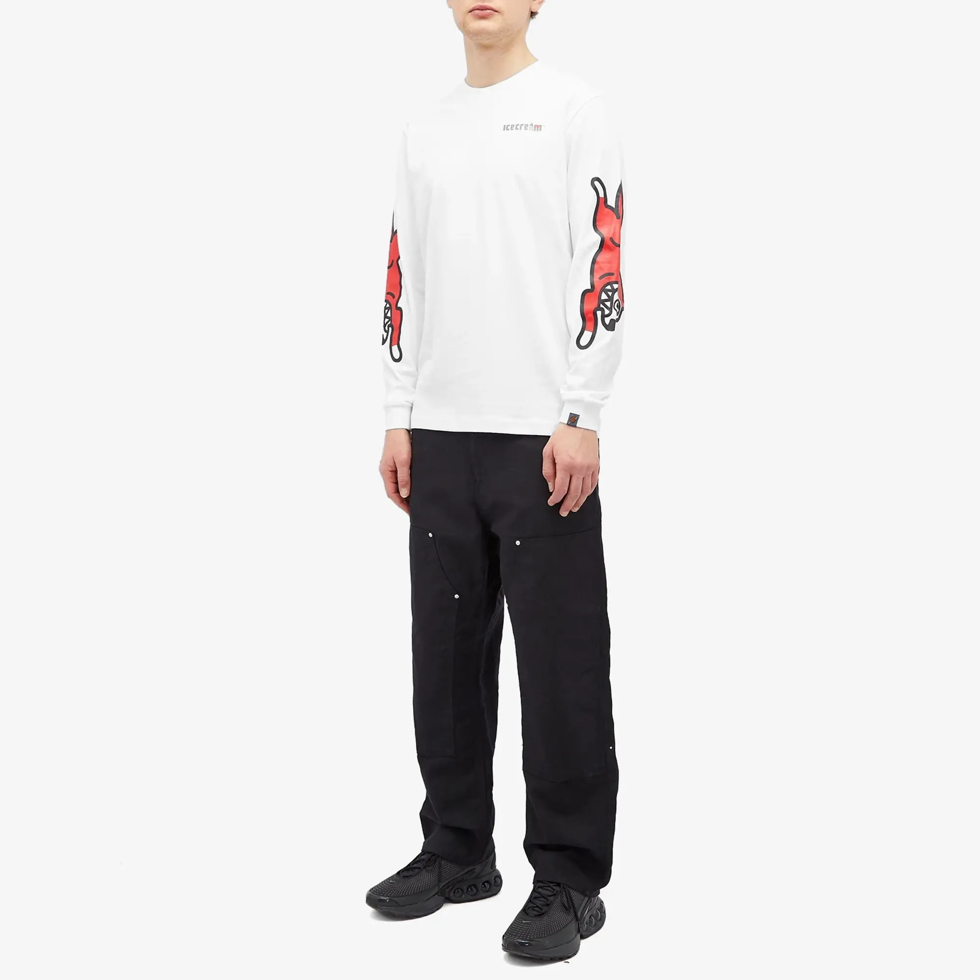 ICECREAM Men's Running Dog L/S T-Shirt White