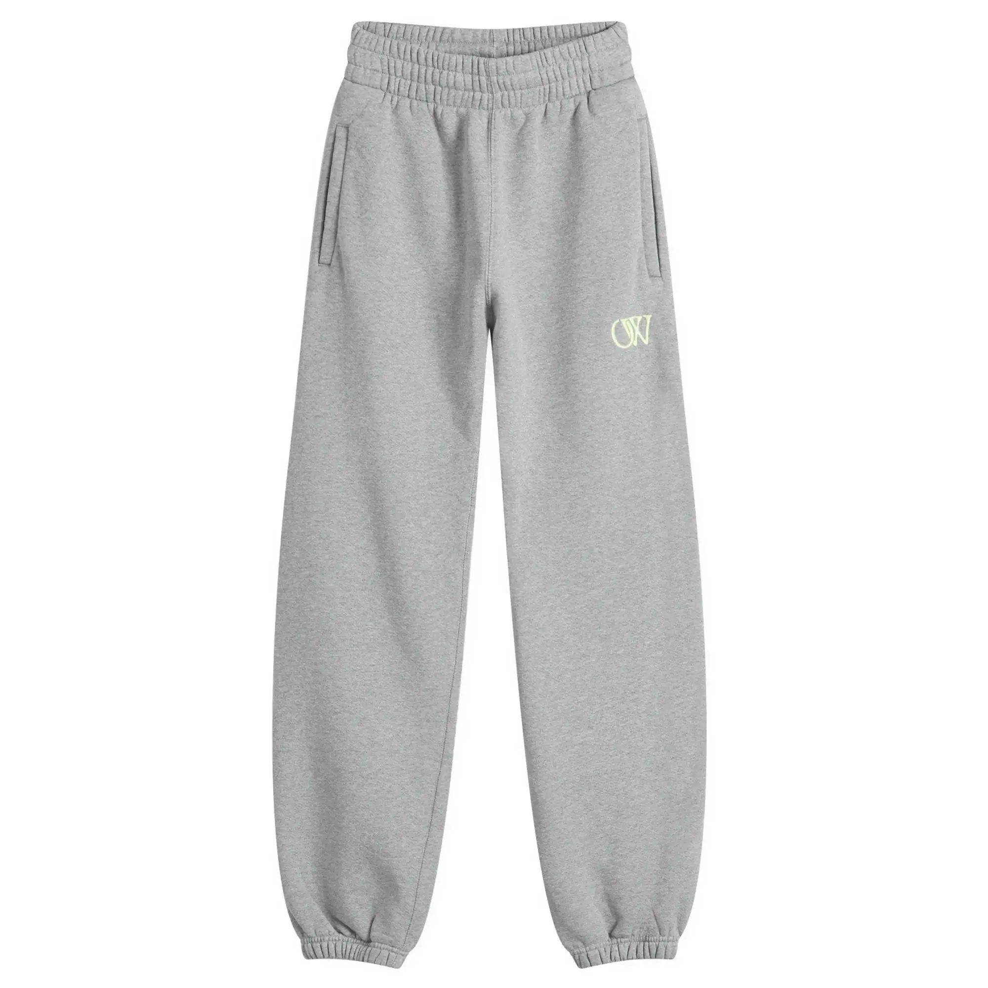 Off-White Women's Embroidered OW Sweatpants Grey Melange Lime