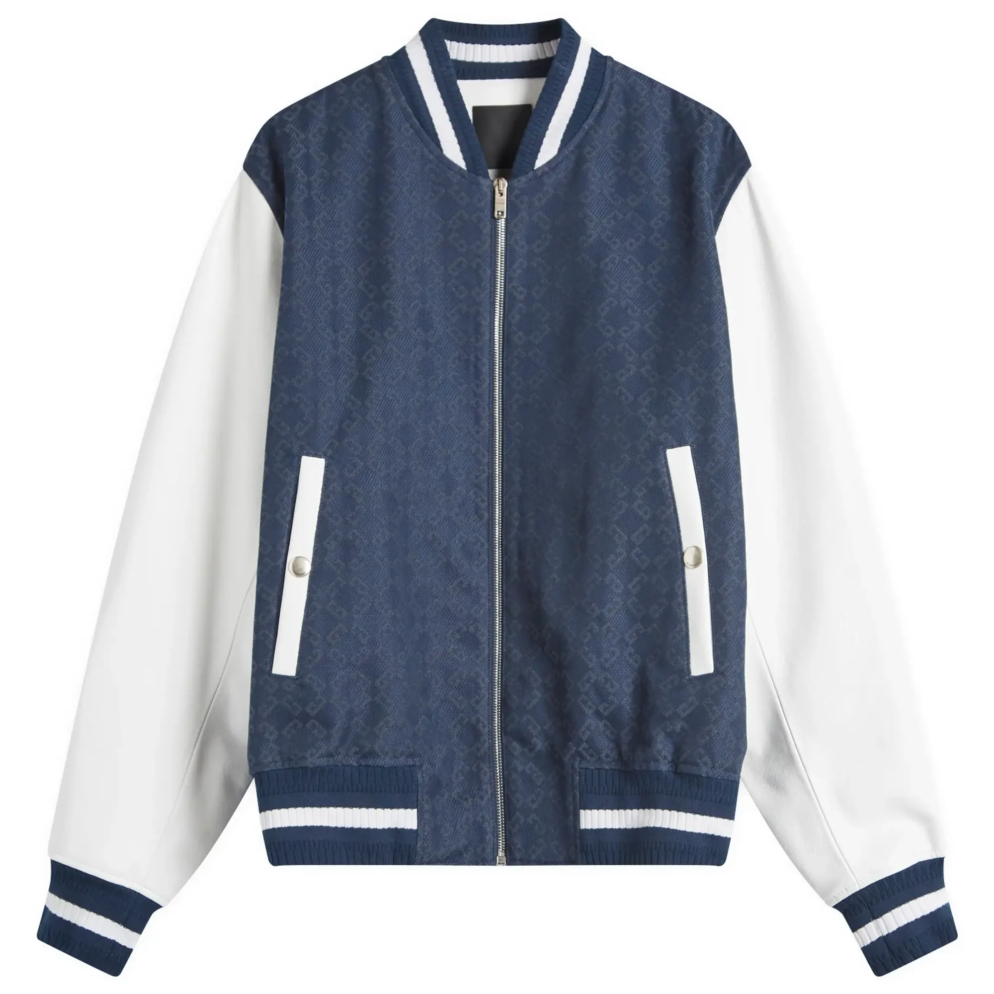 Givenchy Men's Mixed Material Varsity Jacket Navy/White