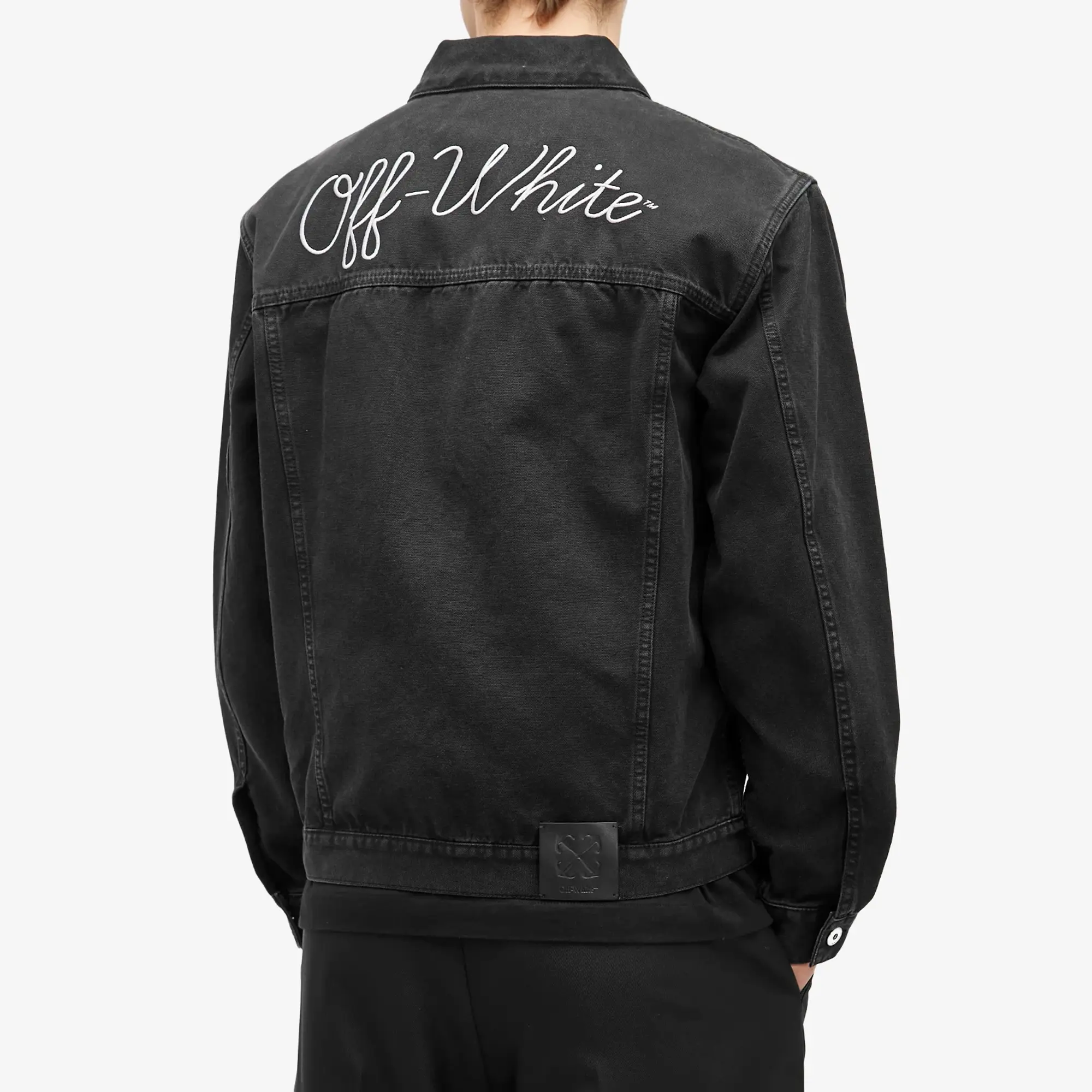 Off-White Men's Canvas Varsity Skate Jacket Black/White