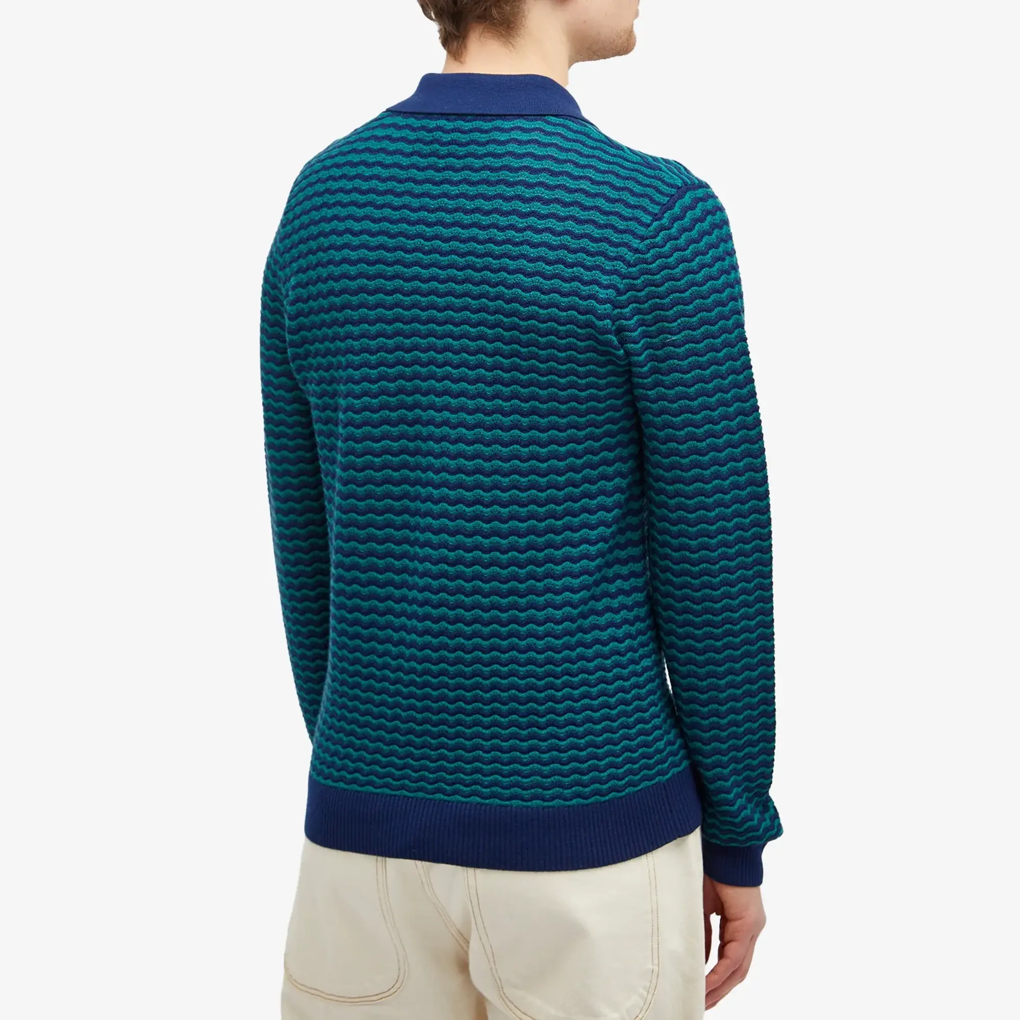 Casablanca Men's Mini Wave Polo Shirt Navy / Green