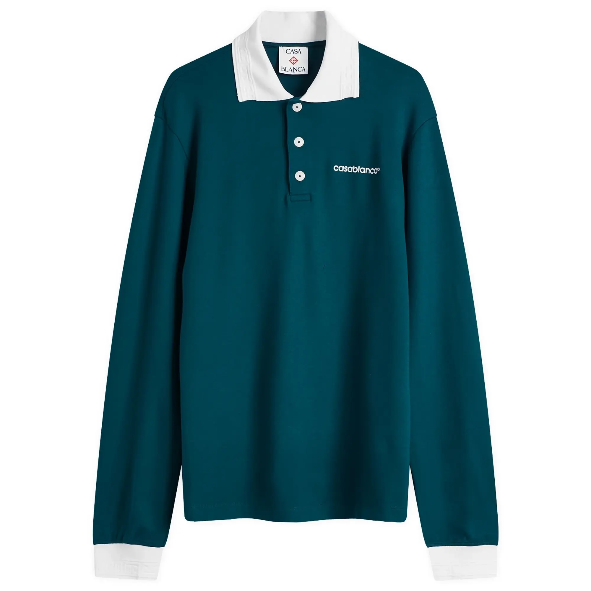 Casablanca Men's Logo Long Sleeve Polo Shirt Green